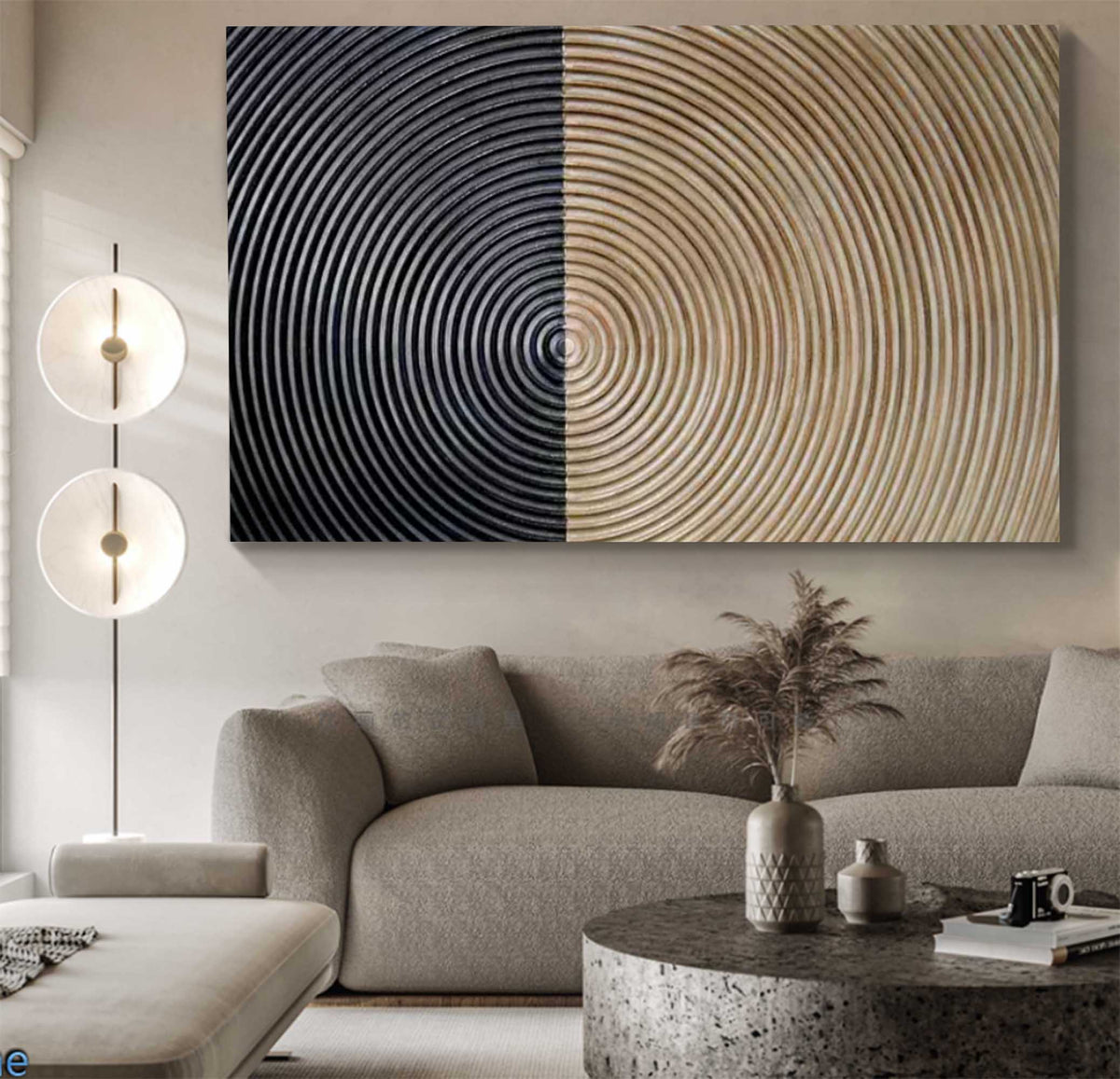 Concentric Circles Bas-Relief Painting