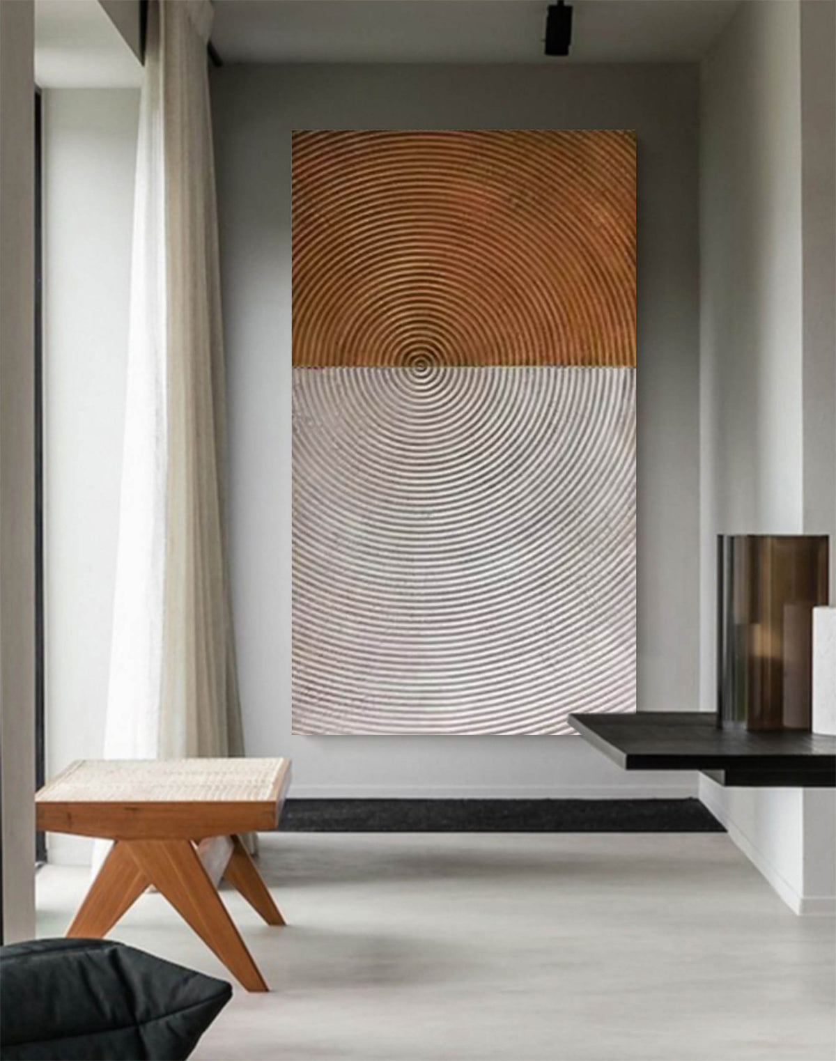 Wabi Sabi Wall Art Two Circular Texture Vertical