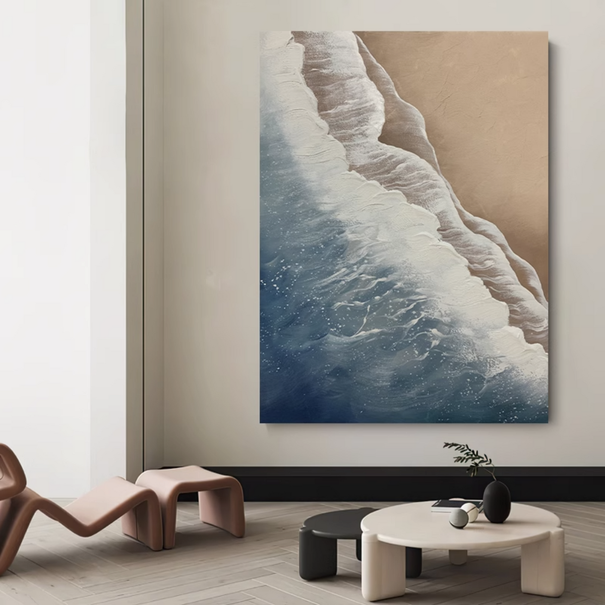 Wall Art Plaster Organic Coastal Wave