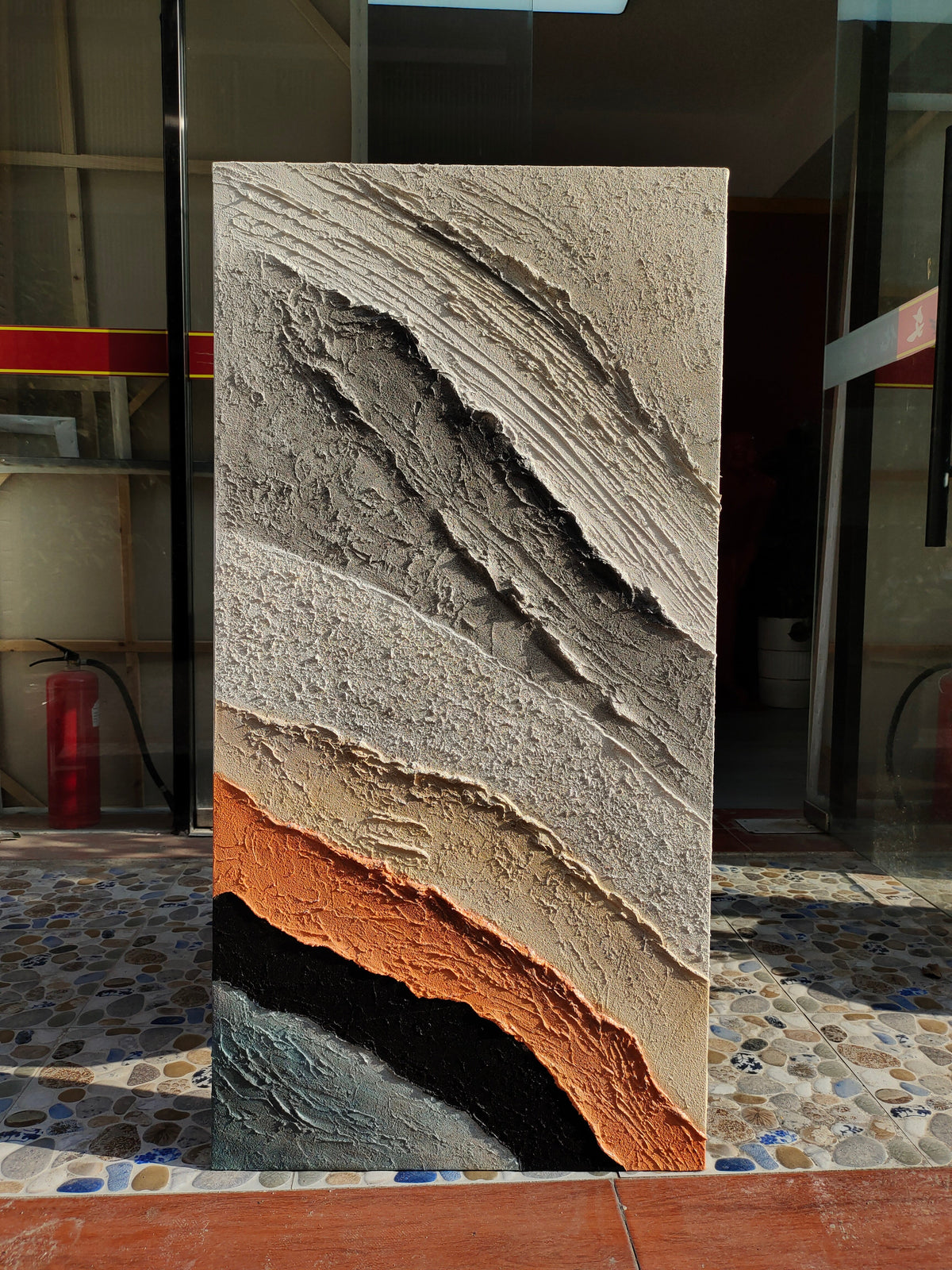 Textured Earth Tone Wave Oil Painting