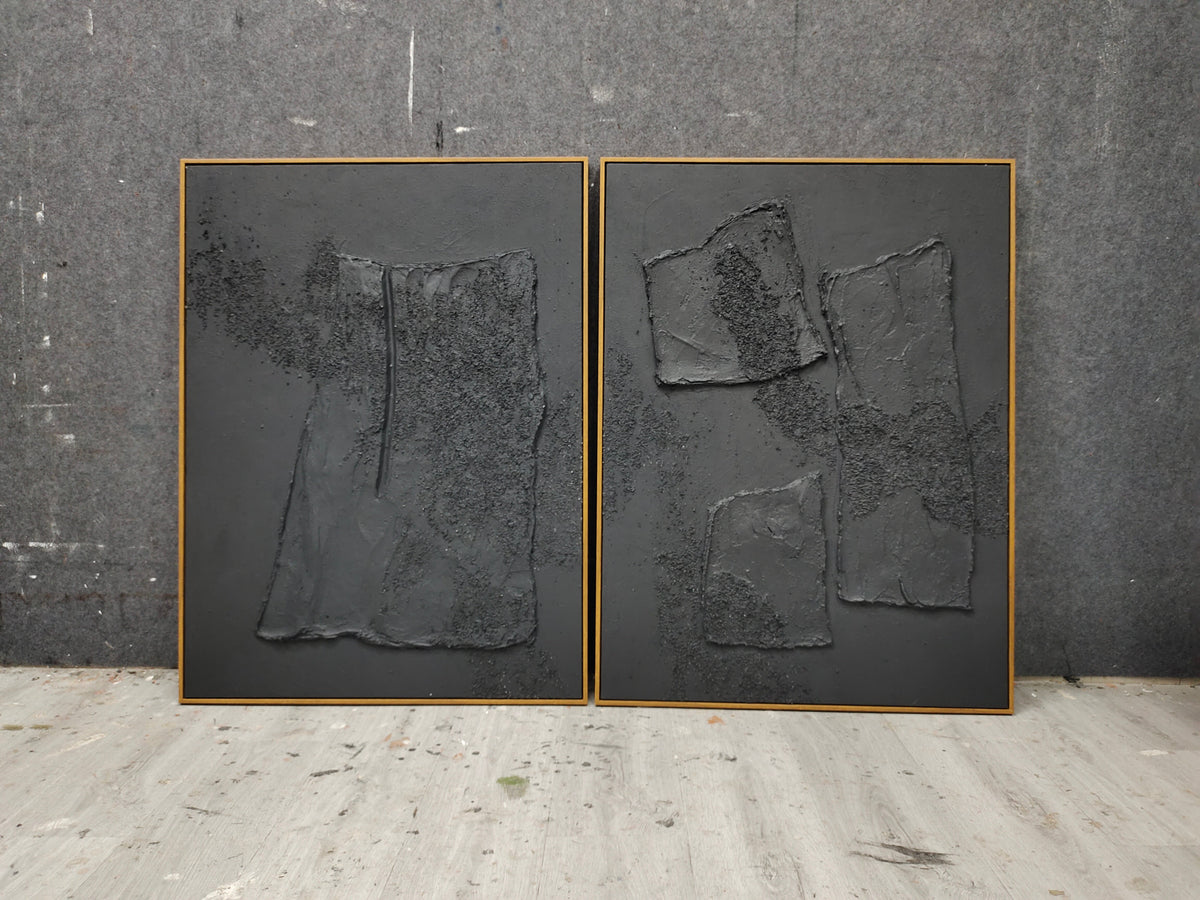 Wall Art Abstract Black Impasto Texture