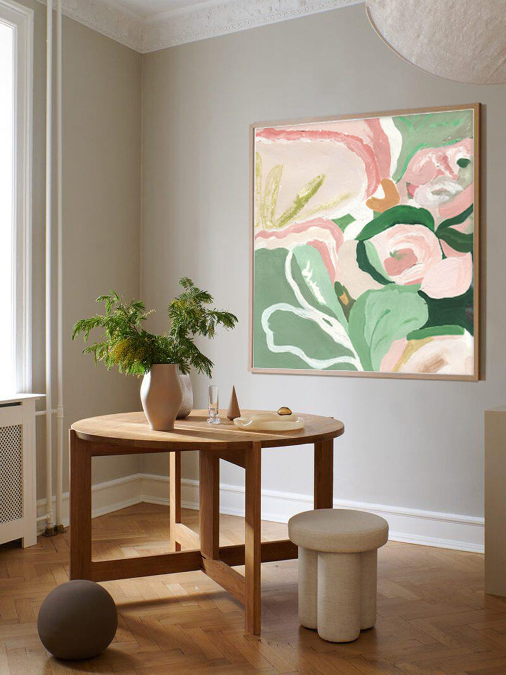Modern Abstract Floral Painting Soft Pastels