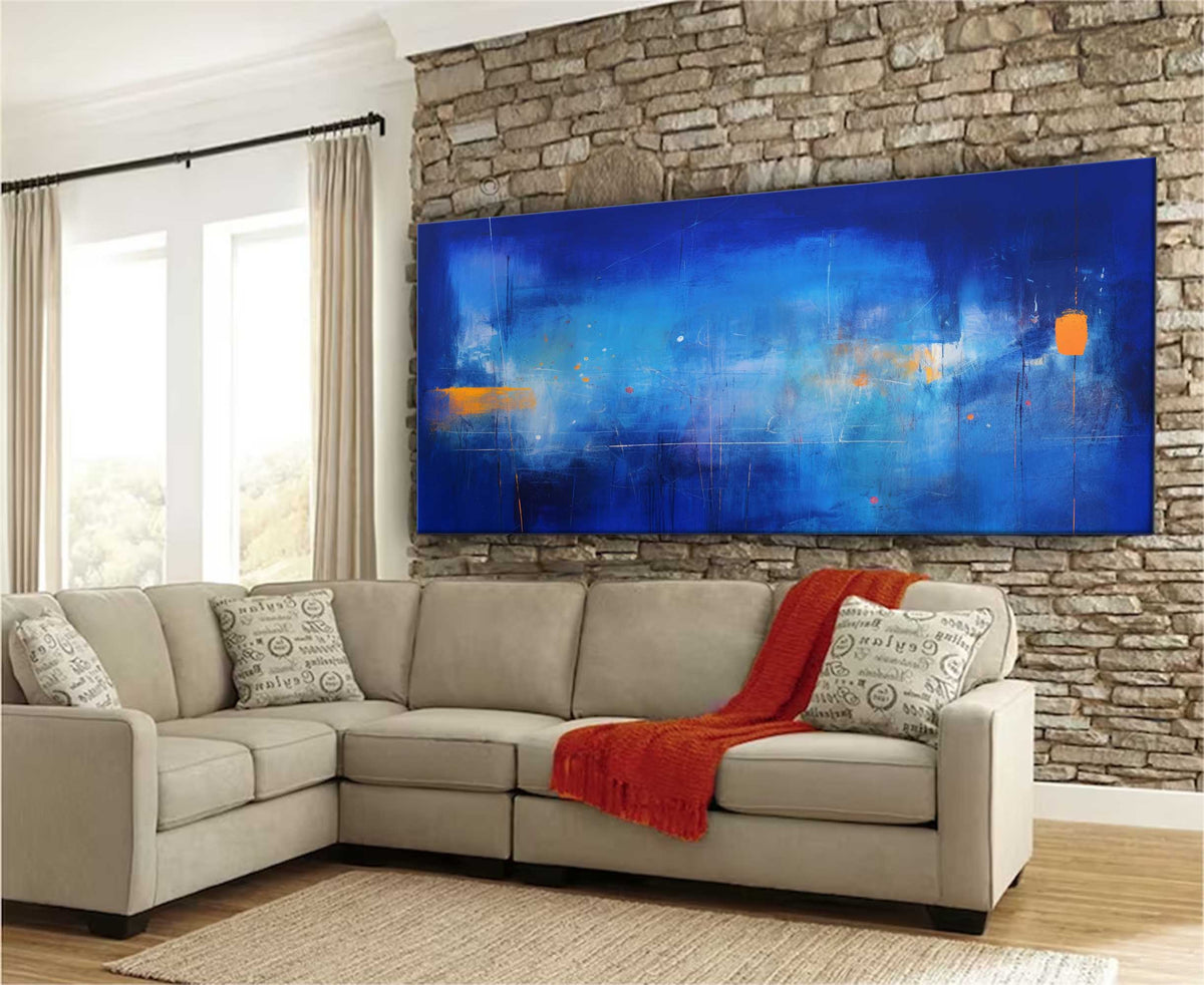 Expressionist Panoramic Blue Orange Wall Art