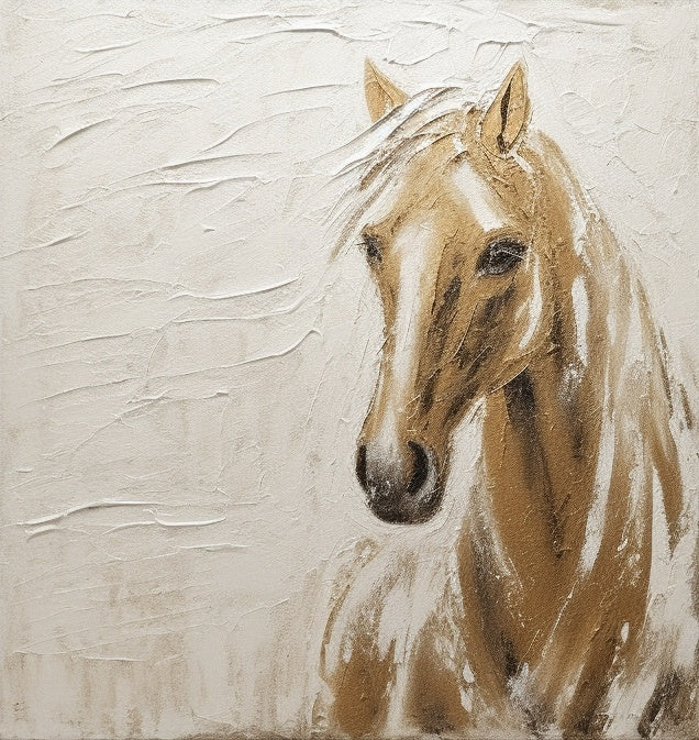 Wabi-Sabi Wall Art Textured Horse Portrait Painting