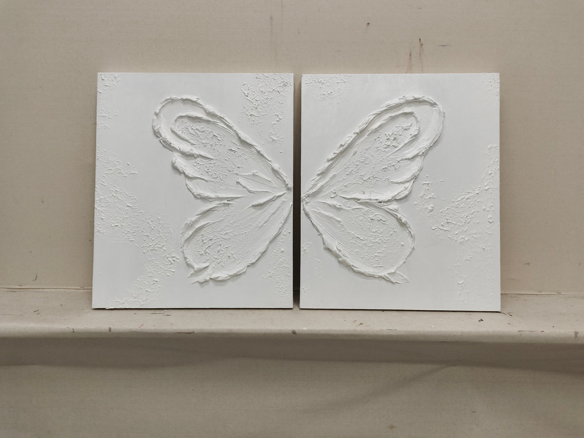 Monochrome Butterfly Wing Oil Painting