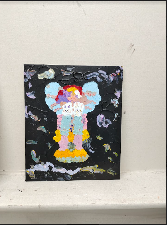 Kaws Inspired Impasto Figure Painting