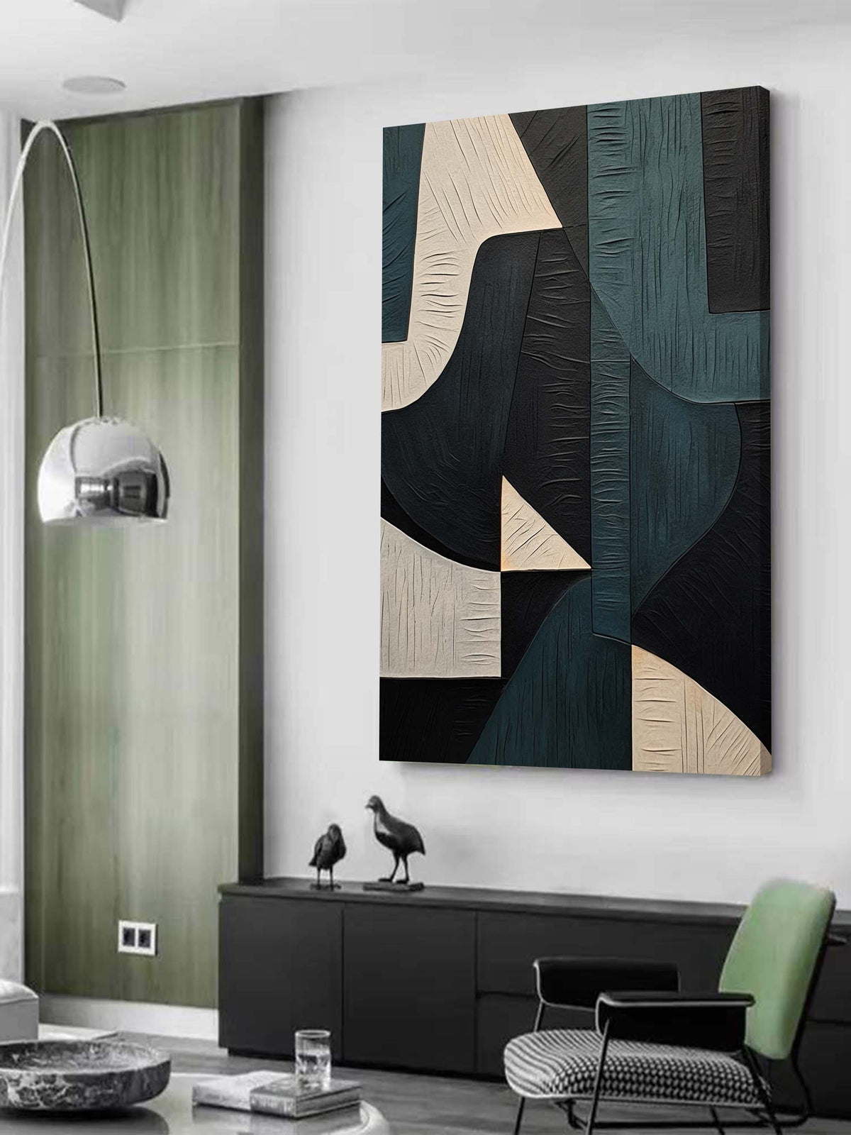 Modern Geometric Wall Art Textured Minimalist Painting