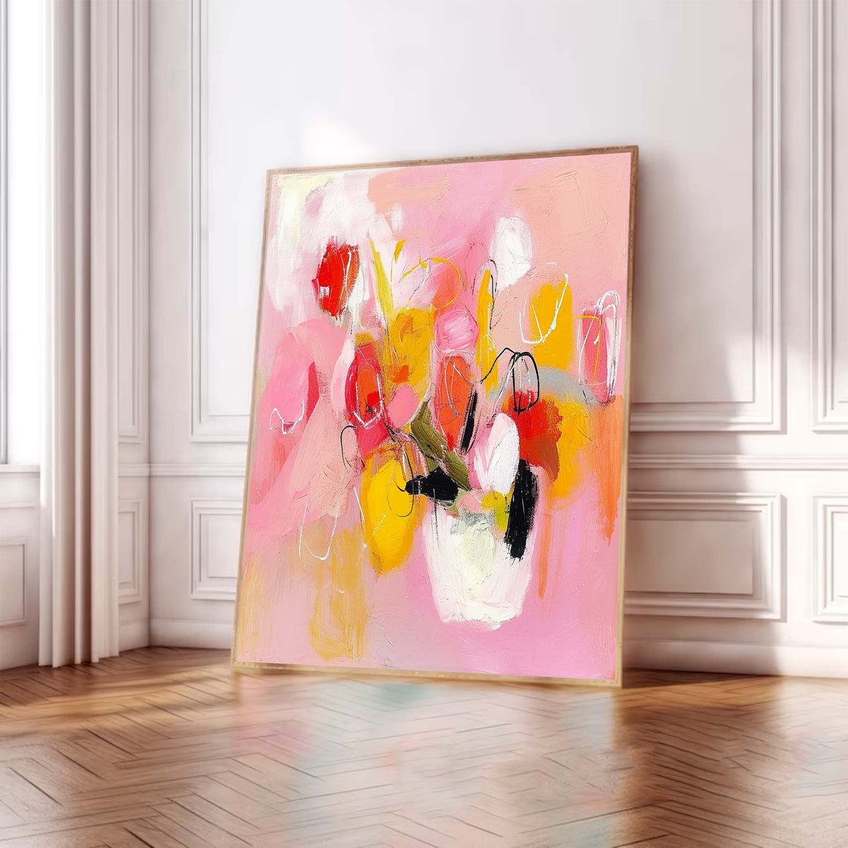 Wall Art Pink Abstract Expressionist Colorful