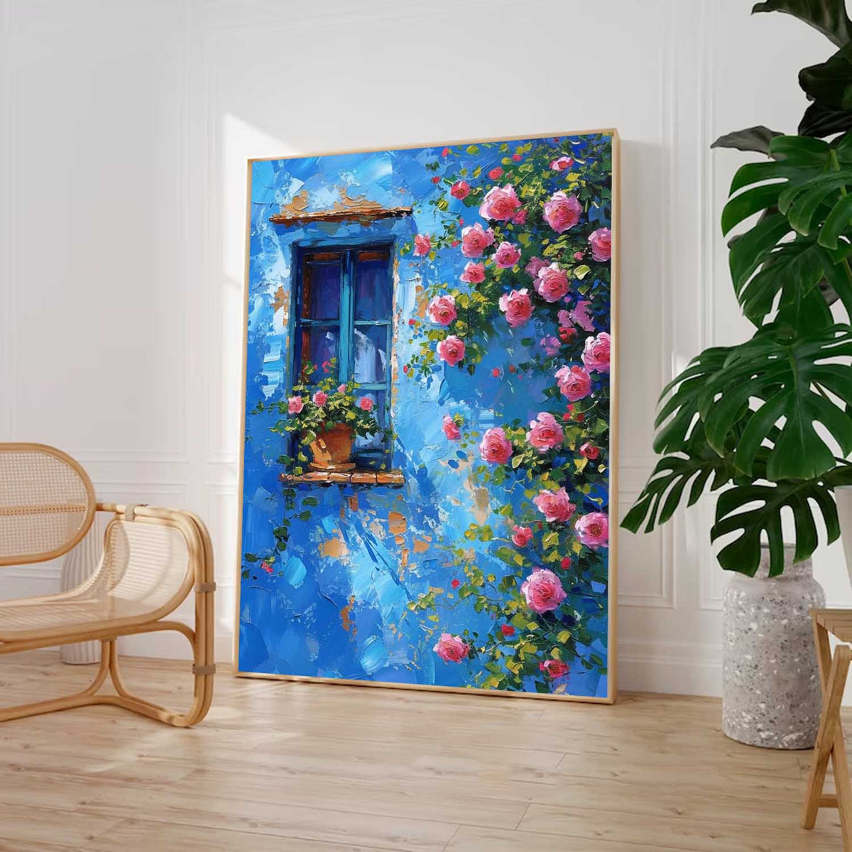 Bright Cobalt Wall Garden Rose Wall Art
