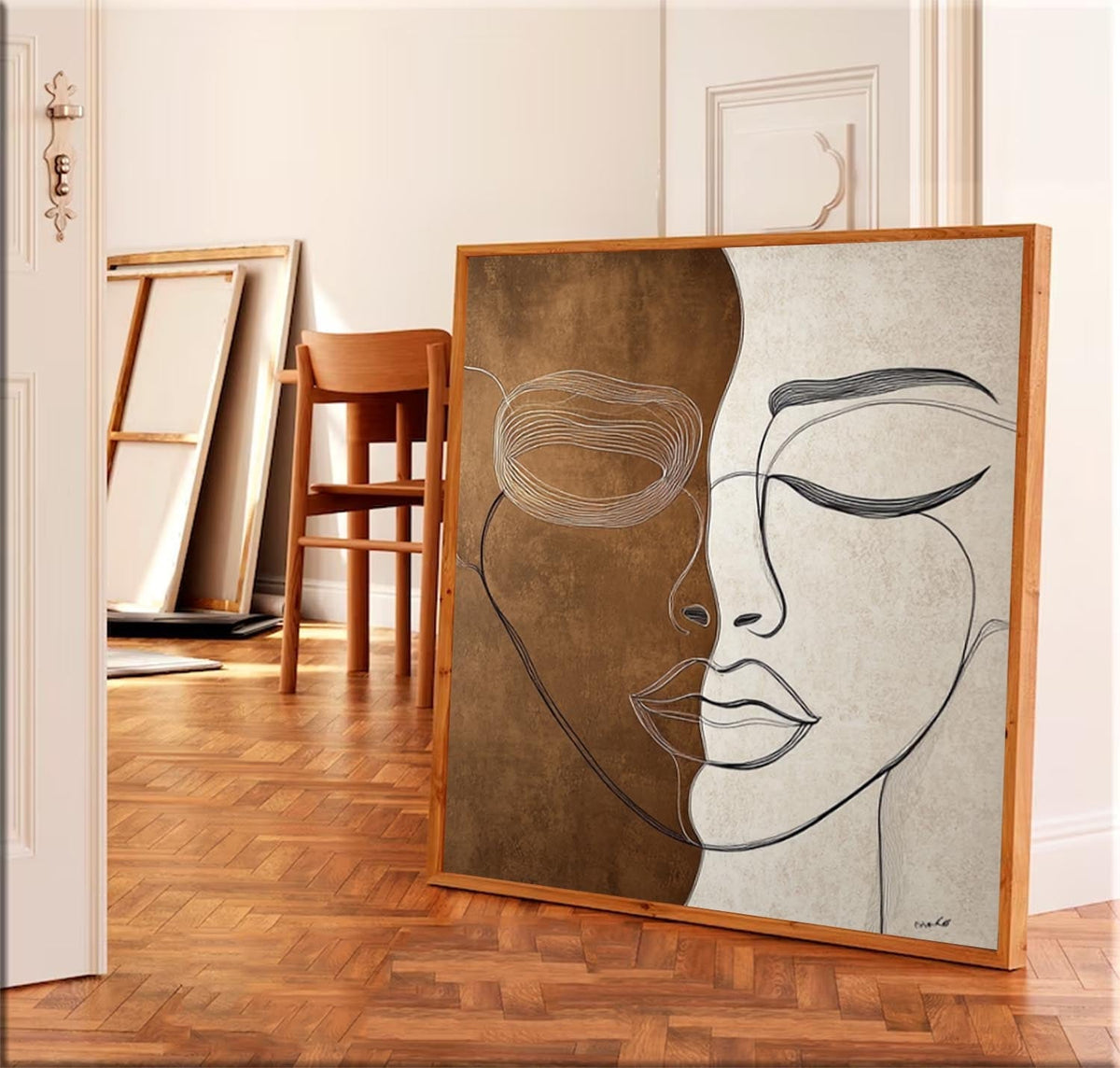 Minimalist Dual Face One-Line Art Two-Tone