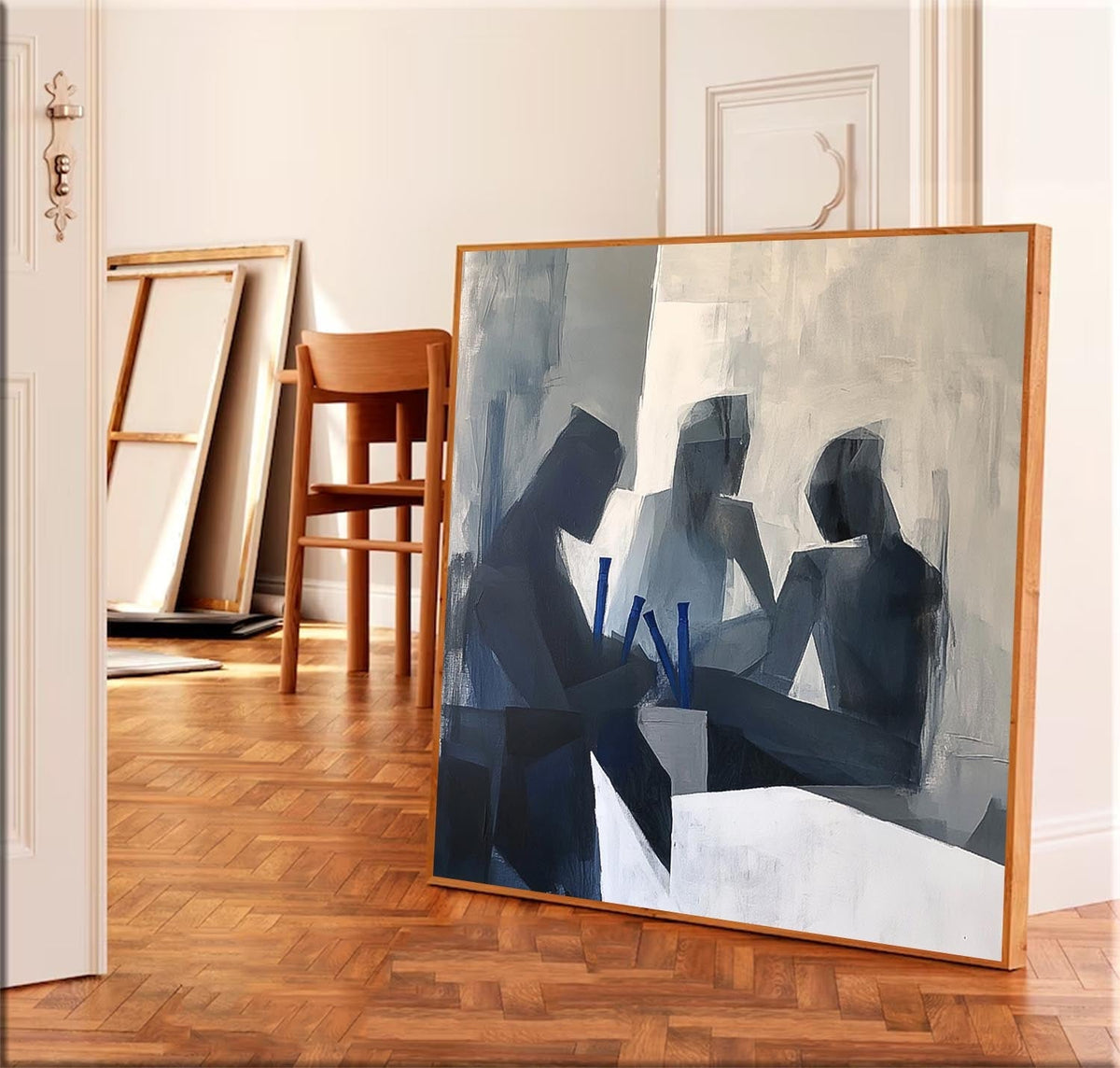 Group Meeting Monochrome Oil Painting