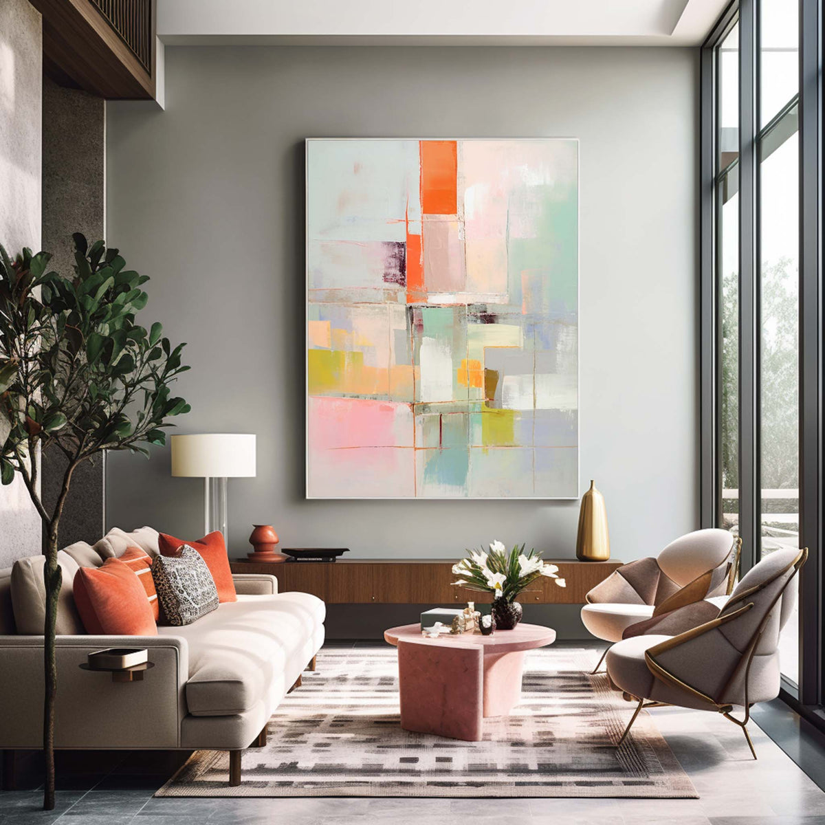 Wall Art Layer Abstract Soft Multicolor