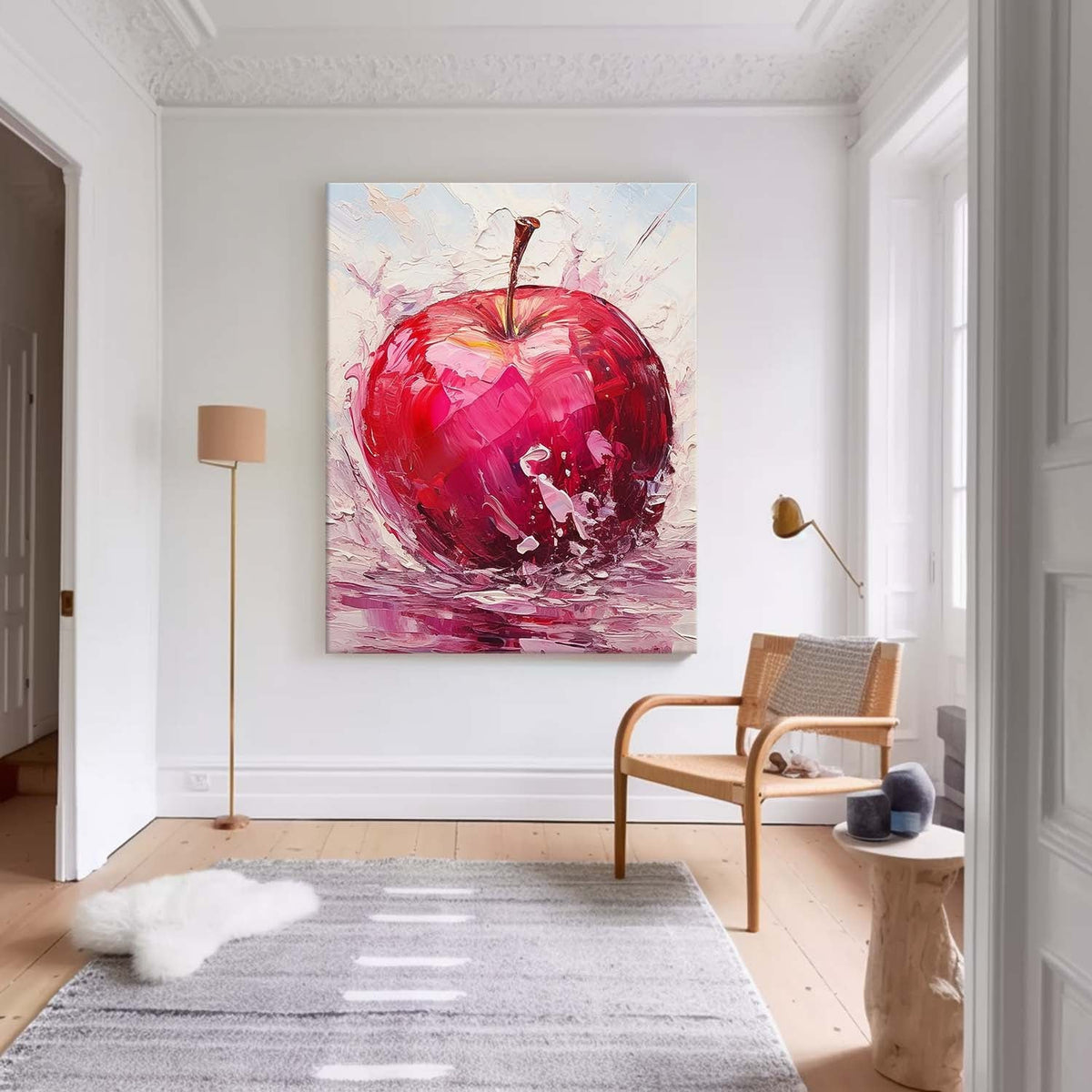 Impasto Apple Painting Vibrant Red Wall Art
