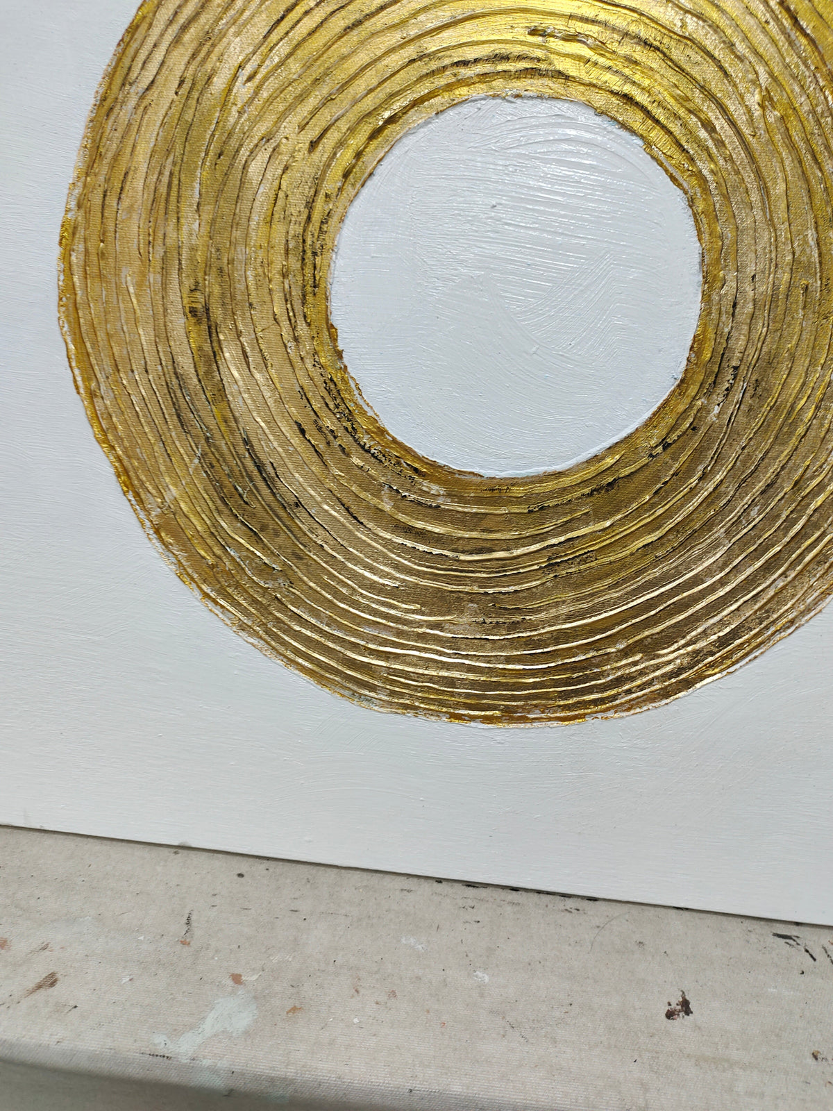Gold Textured Ring Minimalist Abstract Oil Painting