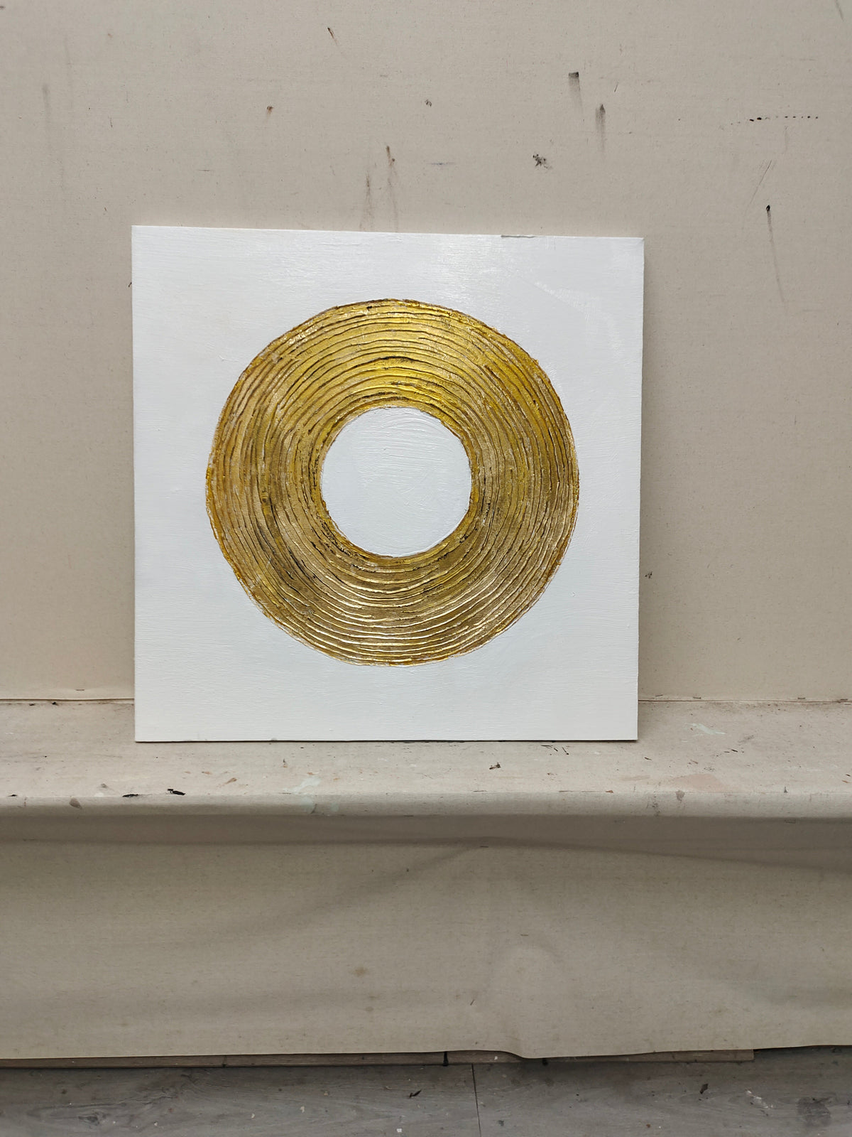Gold Textured Ring Minimalist Abstract Oil Painting