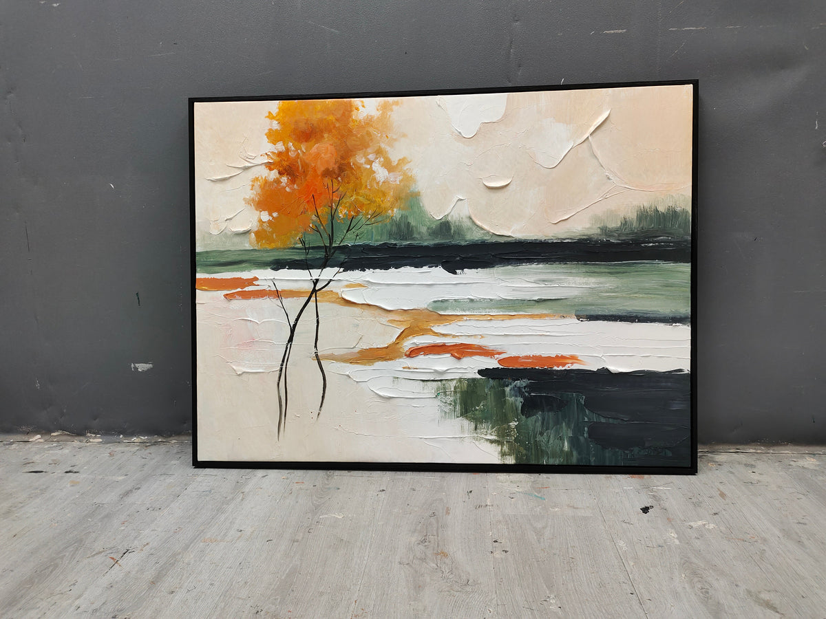 Autumn Landscape Painting Impasto Textured Wall Art