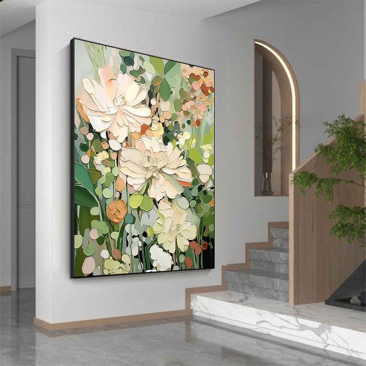 Wall Art Cream Style Impasto Flower Cluster