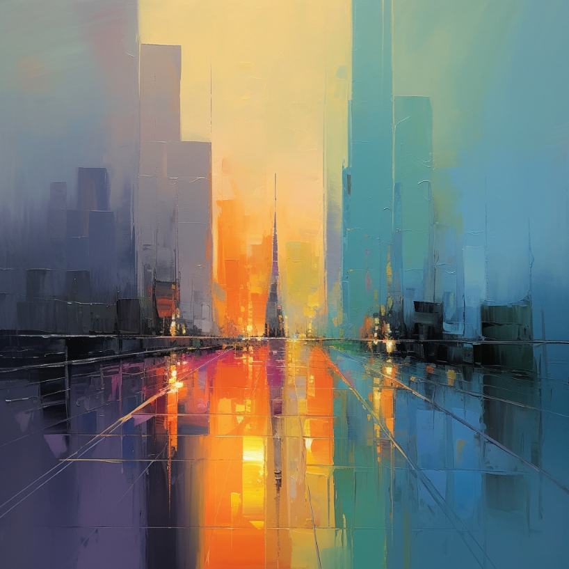 Wall Art Colorful Abstract Skyline Vibrant