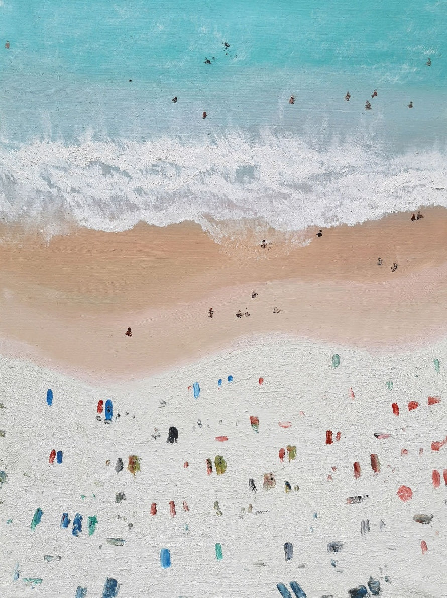 Aerial Summer Beach Impasto Painting
