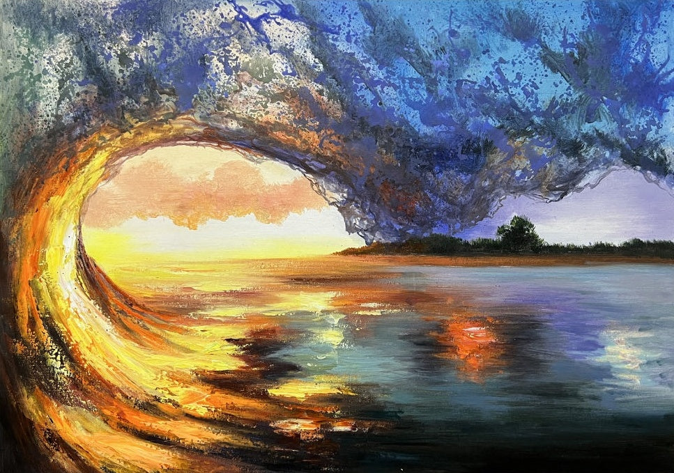 Hyperrealism Sunset Wave Arch Texture Wall Art Romantic
