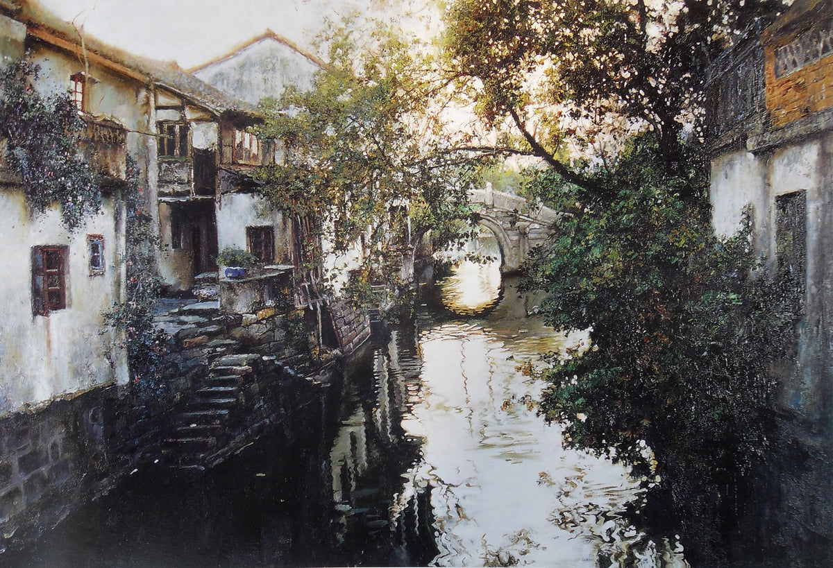 Impressionist Jiangnan Water Town Oil Painting