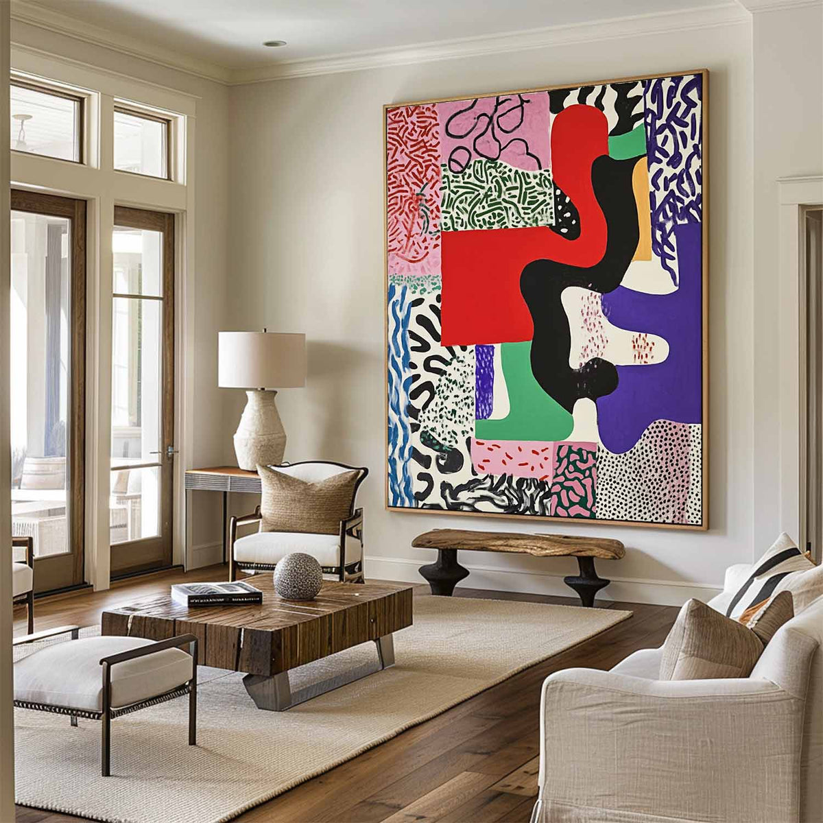 Matisse-Inspired Cut-Out Mixed Pattern Oil Painting