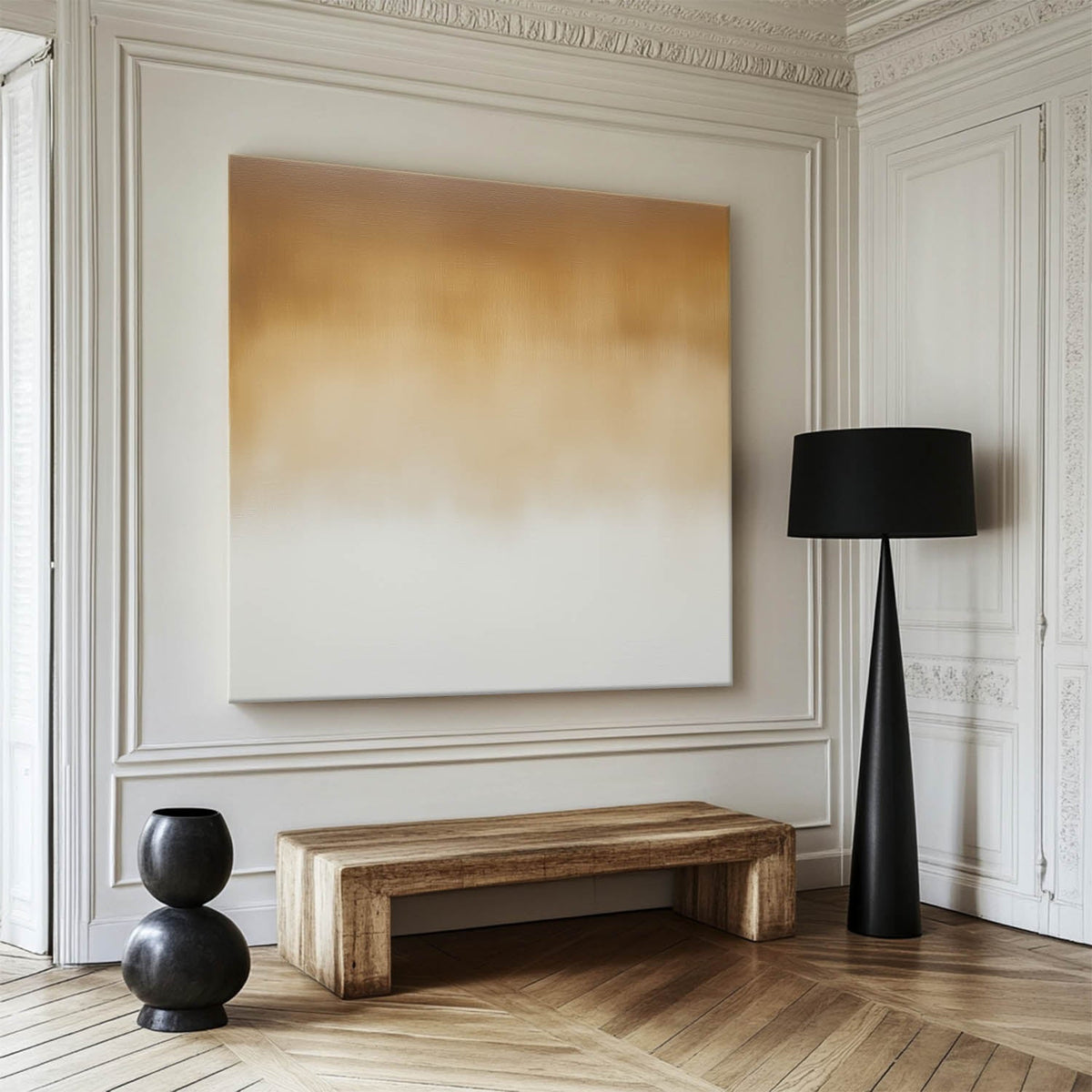 Golden Ombre Abstract Oil Painting