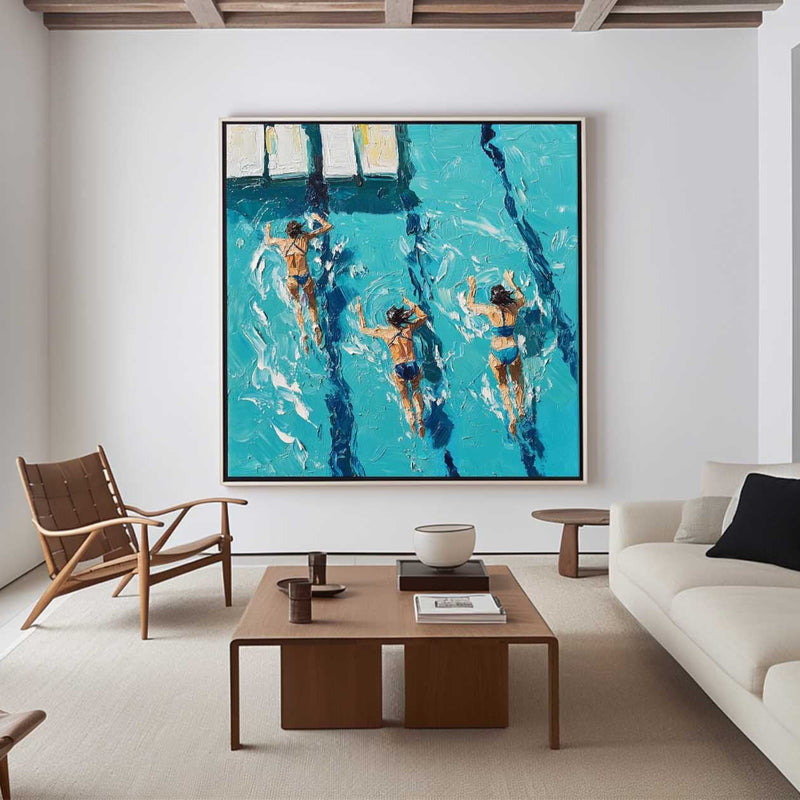 Swimmers Summer Energy Oil Painting