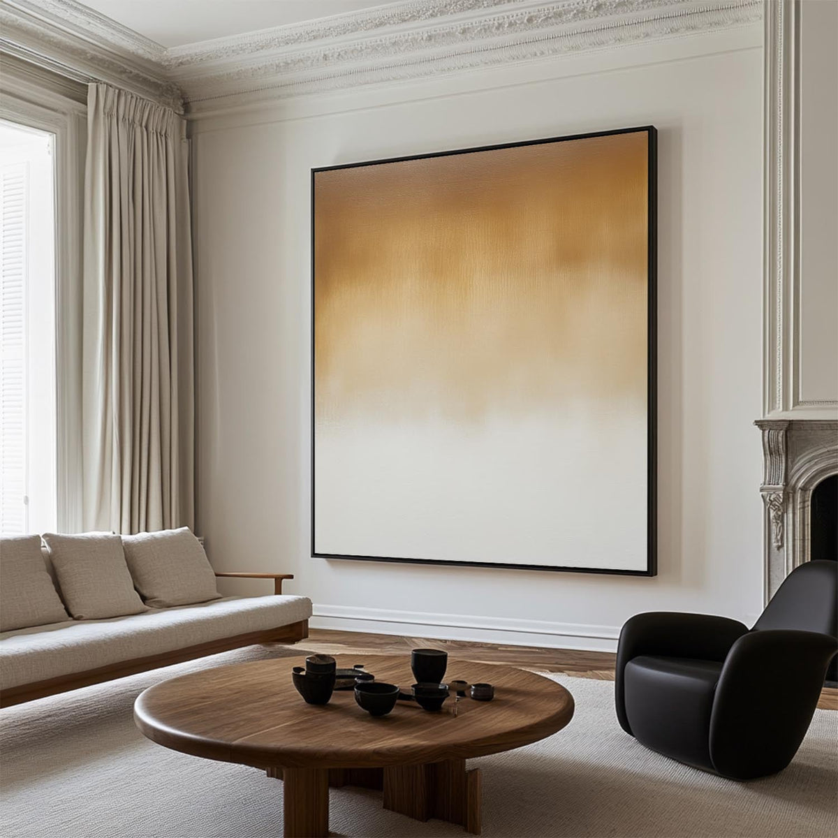 Golden Ombre Abstract Oil Painting