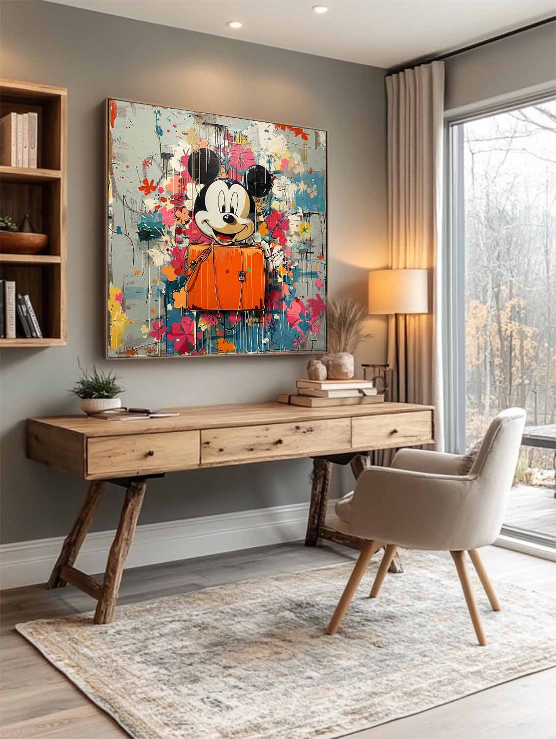 Wall Art Pop Art Cartoon Mouse Floral Street