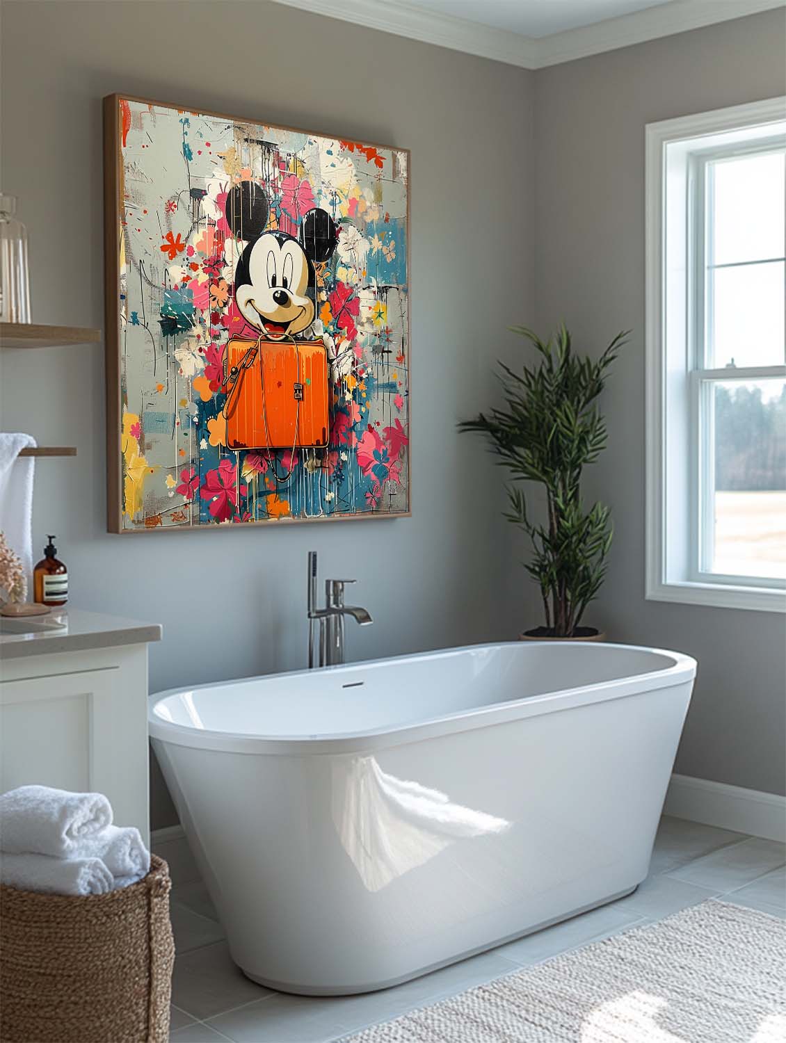 Wall Art Pop Art Cartoon Mouse Floral Street