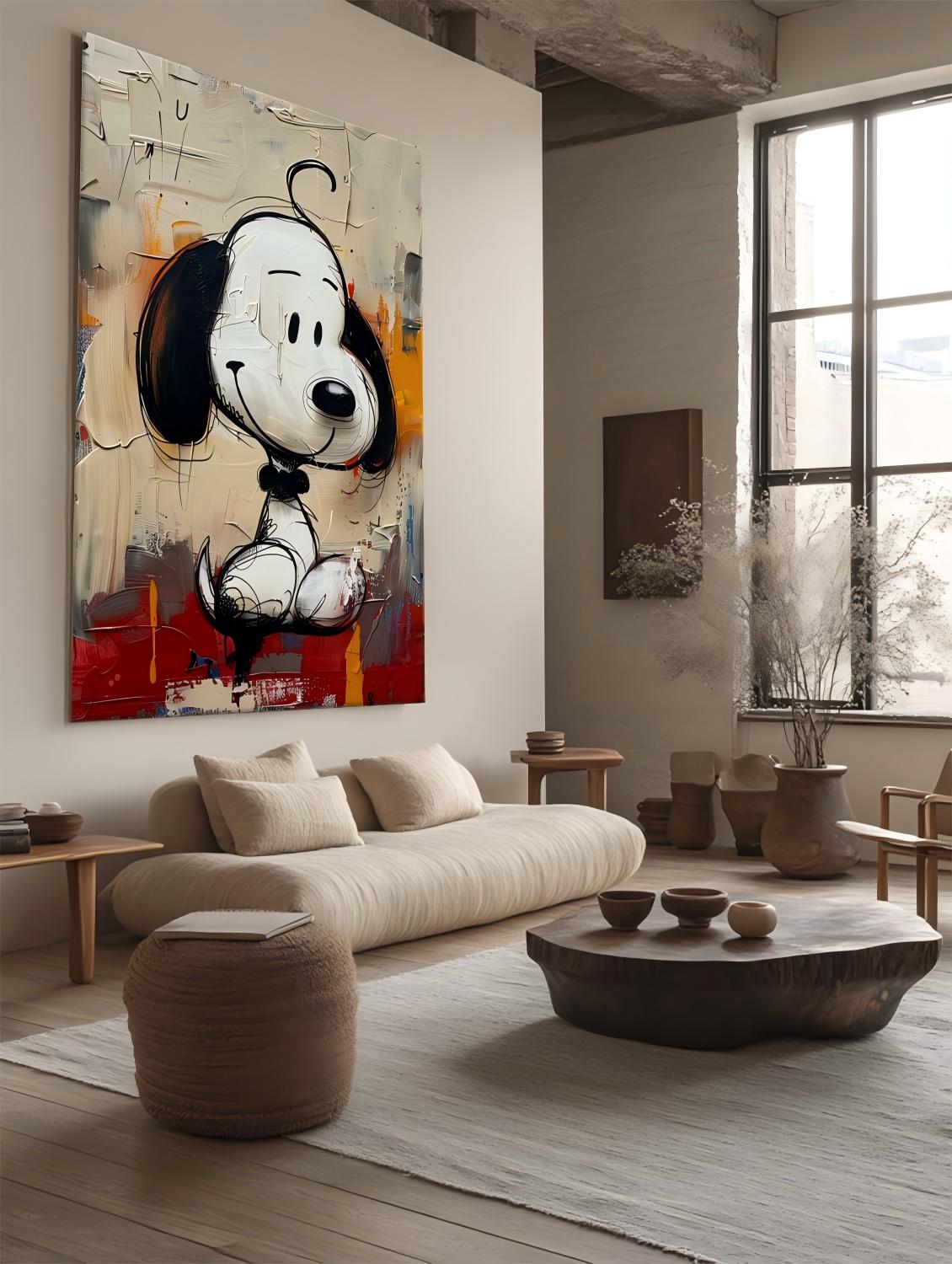 Abstract Graffiti Textured Snoopy Cartoon Wall Art
