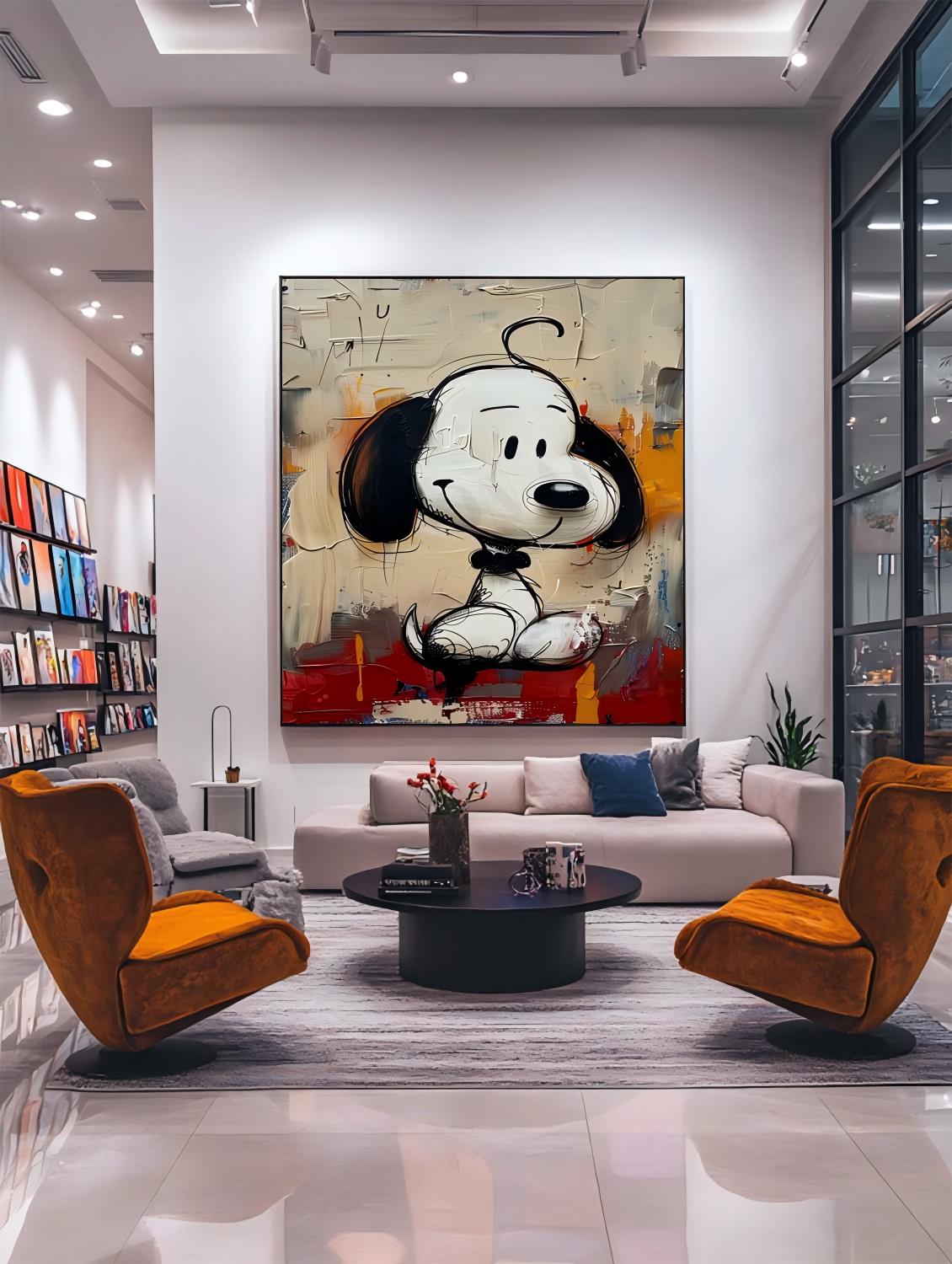 Abstract Graffiti Textured Snoopy Cartoon Wall Art