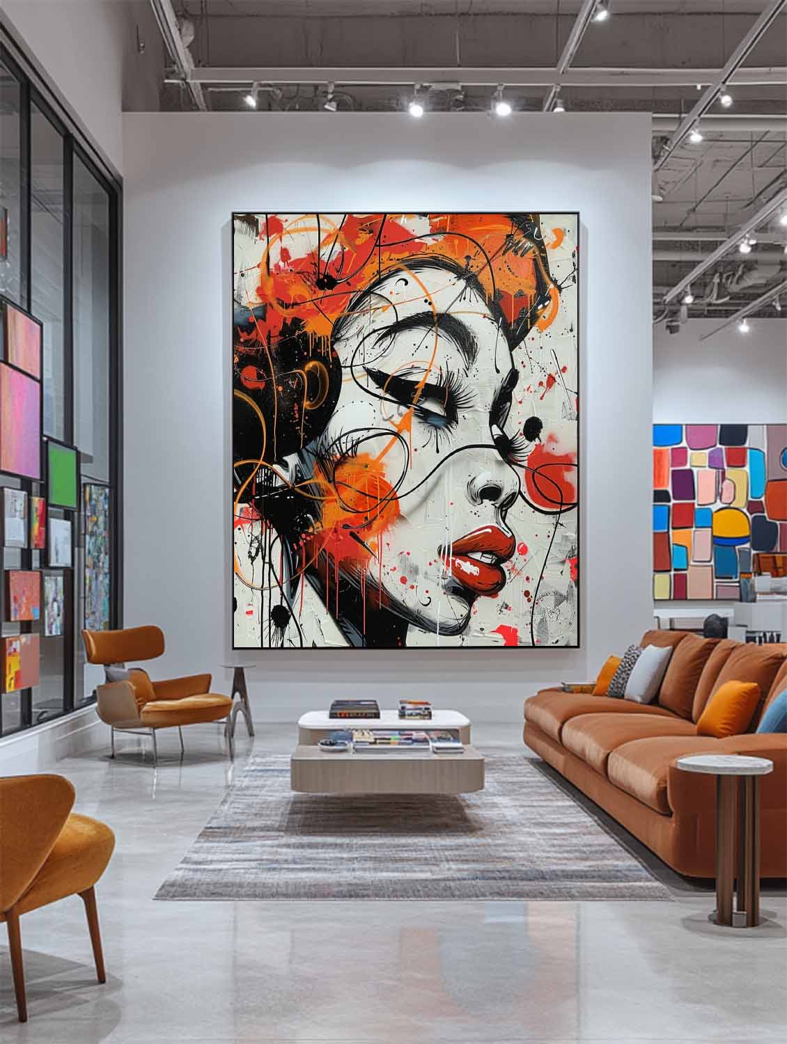 Wall Art Female Portrait Bold Orange