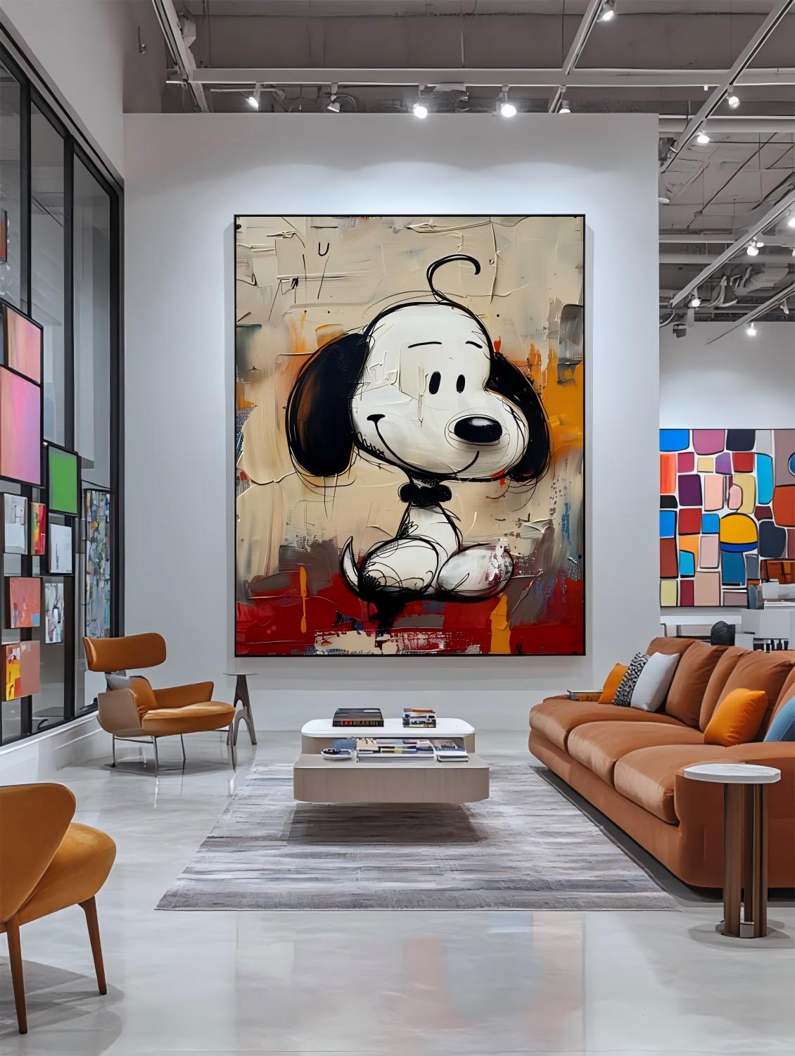 Abstract Graffiti Textured Snoopy Cartoon Wall Art