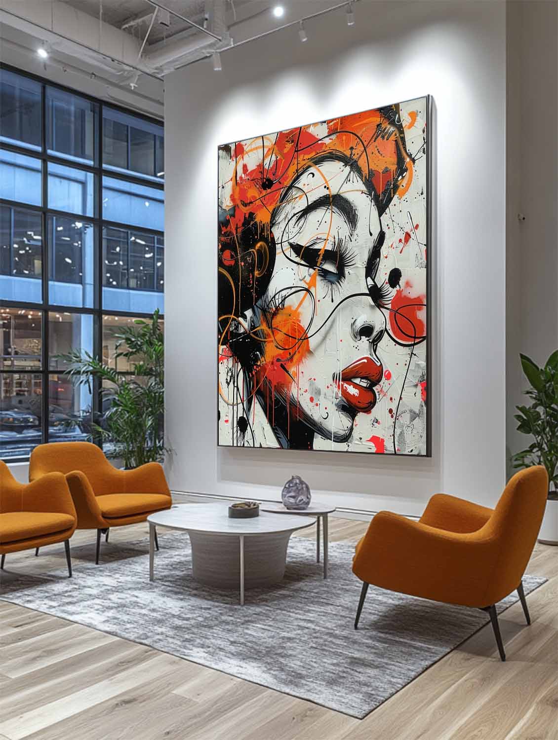 Wall Art Female Portrait Bold Orange