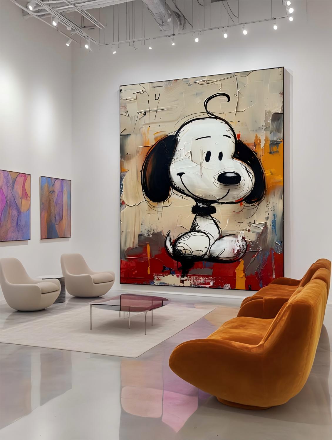 Abstract Graffiti Textured Snoopy Cartoon Wall Art