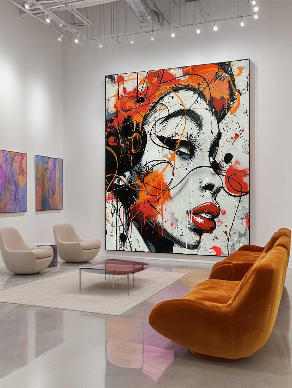 Wall Art Female Portrait Bold Orange