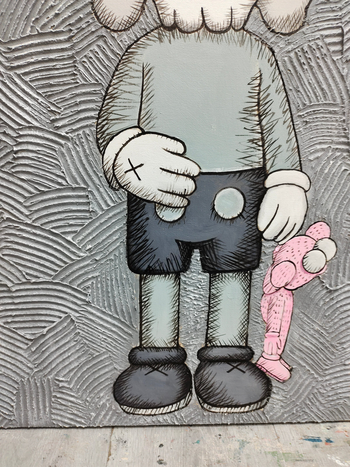Kaws Companion with Pink Doll Pop Art Painting - Neutralighting