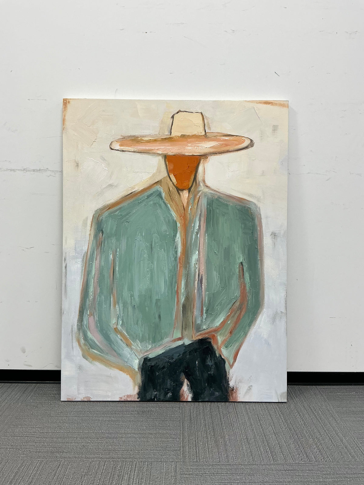 Minimal Cowboy Figure Oil Painting