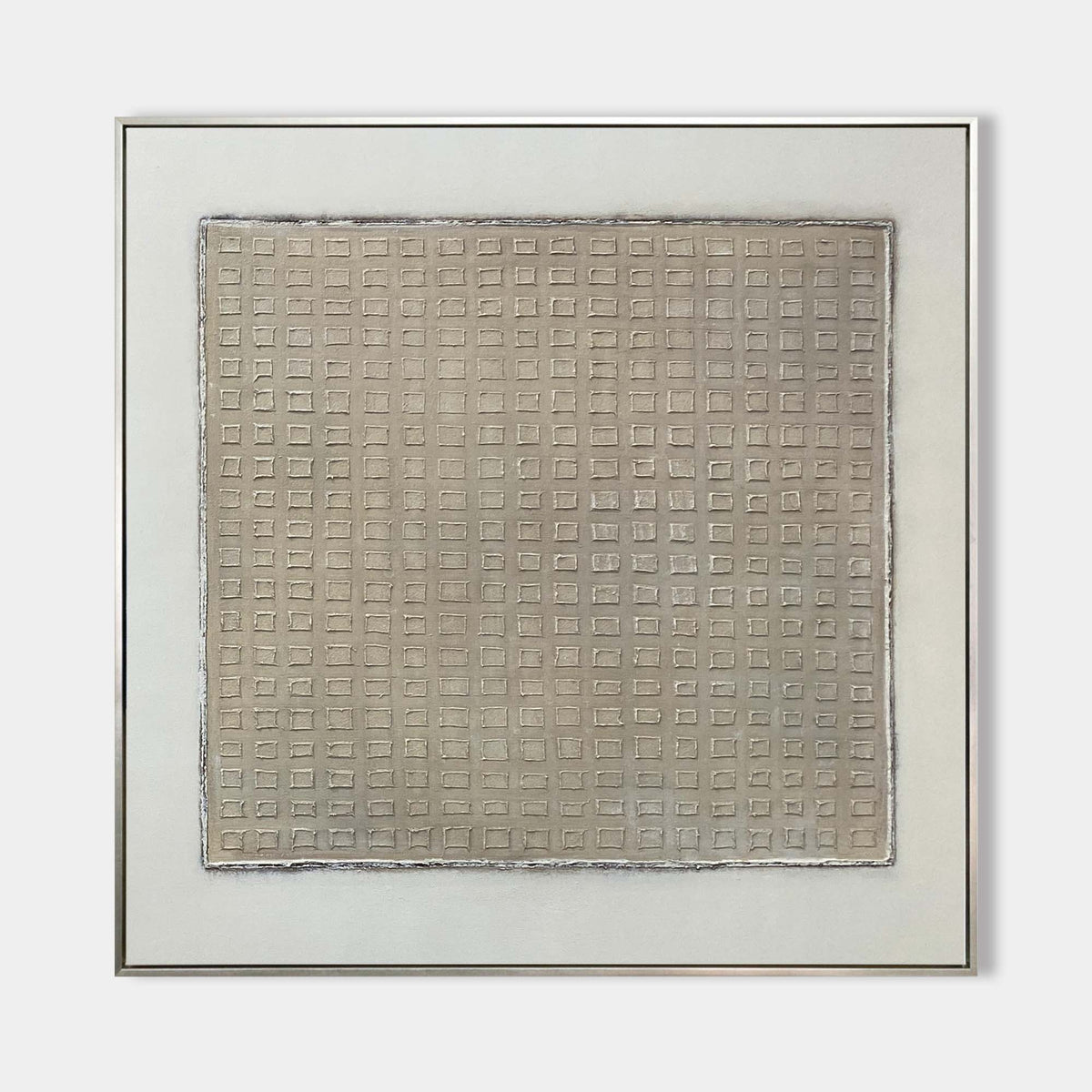 Burri Style Neutral Textured Square Canvas Art