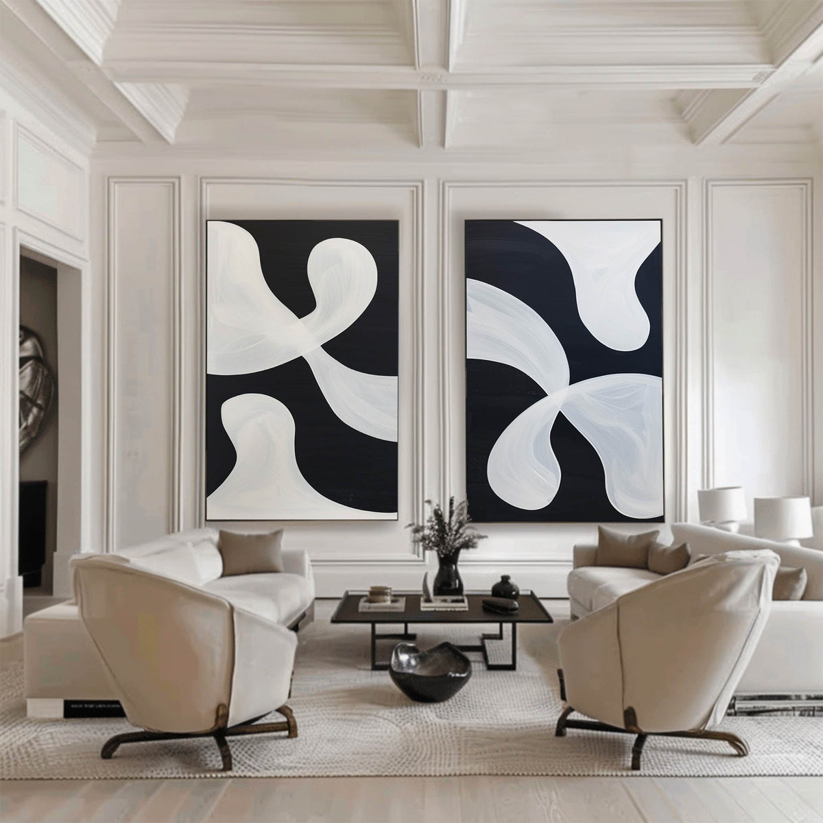 Black and White Ribbon Forms