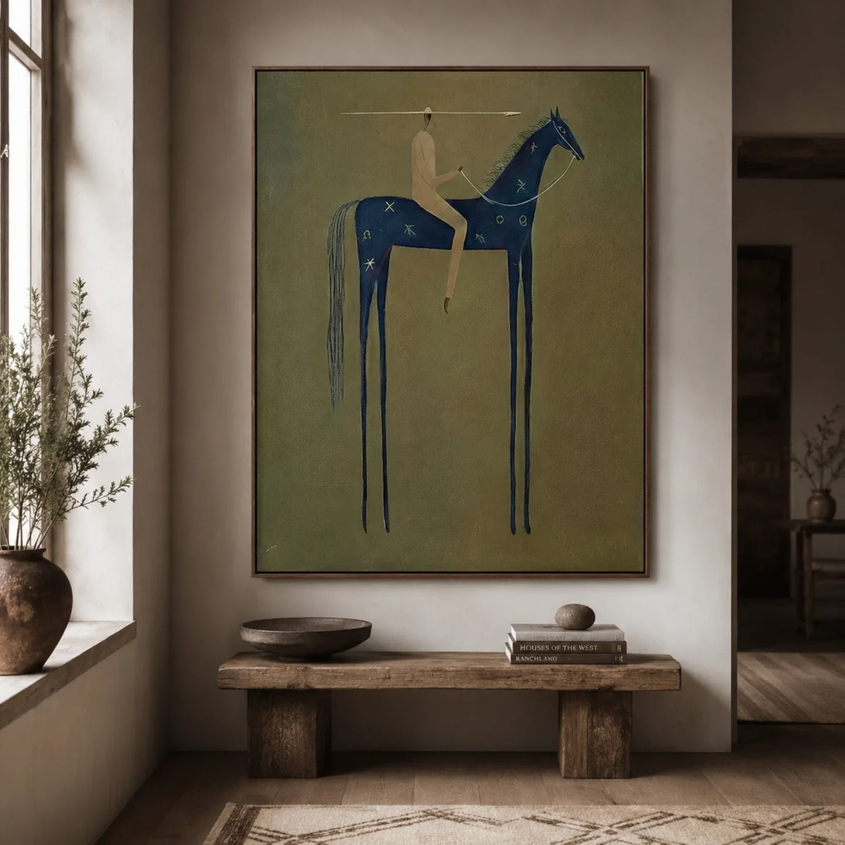 Emerald Stillness Horse and Rider Oil Painting