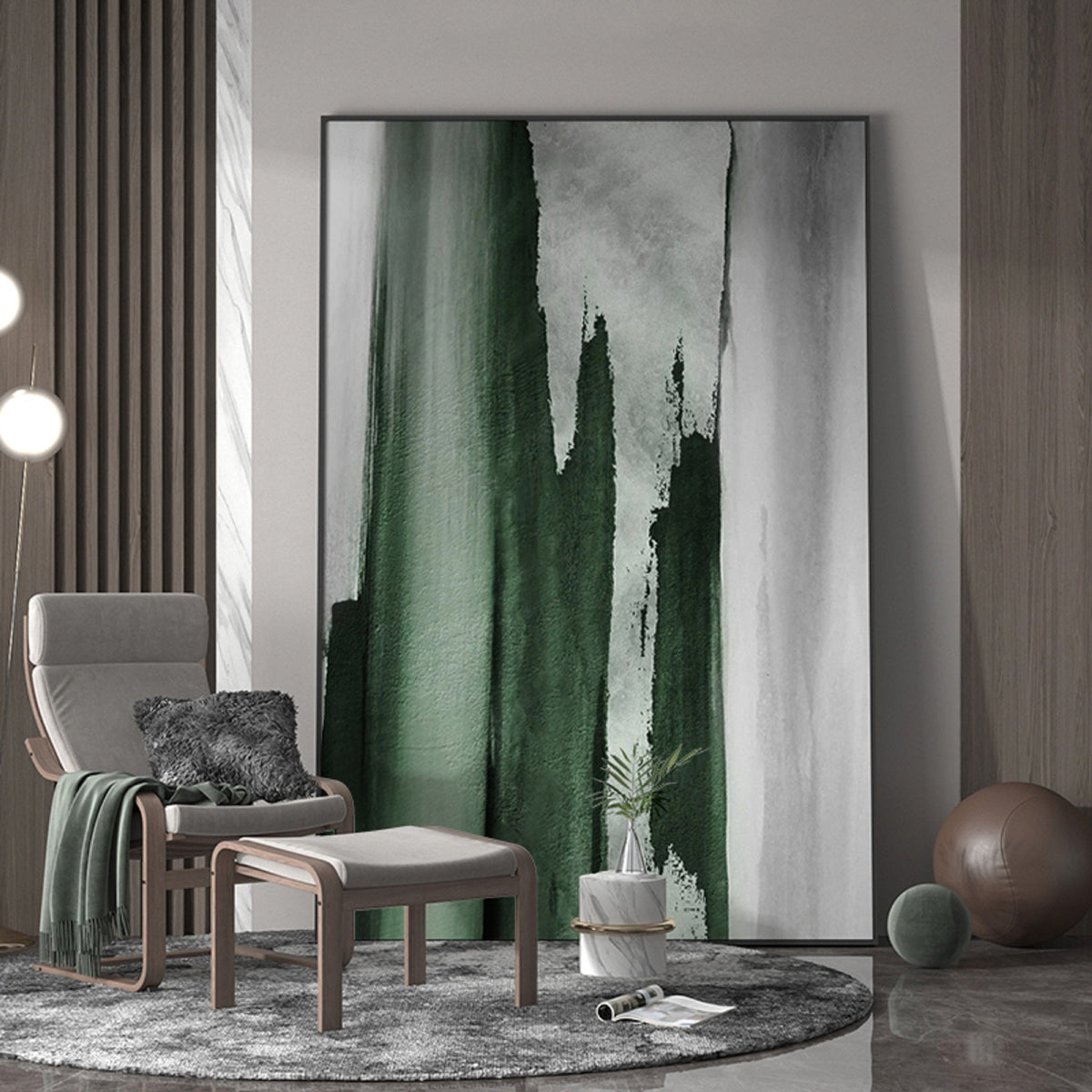 Emerald Green Abstract Painting Vertical