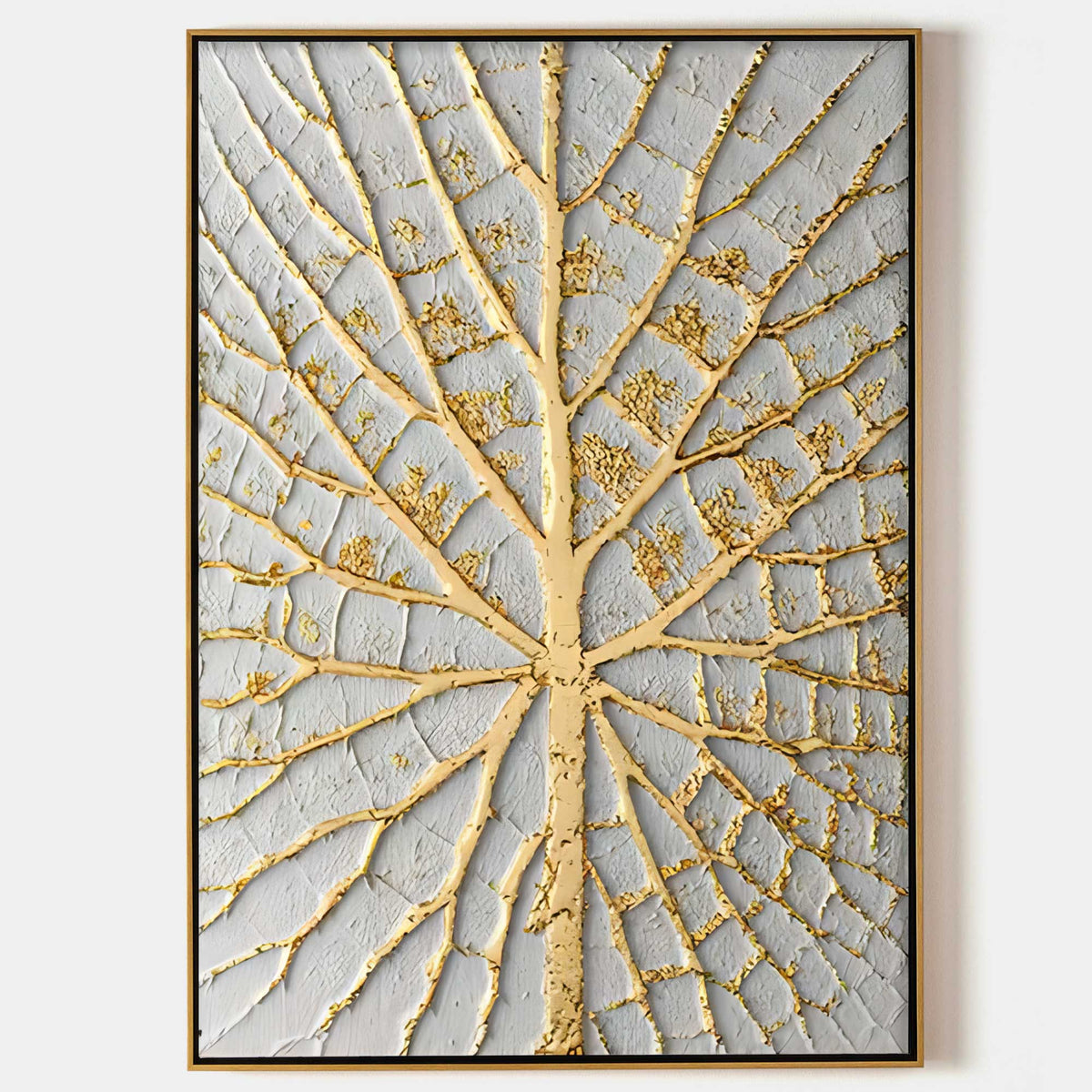 Kintsugi-Inspired Golden Tree Bas-Relief Painting