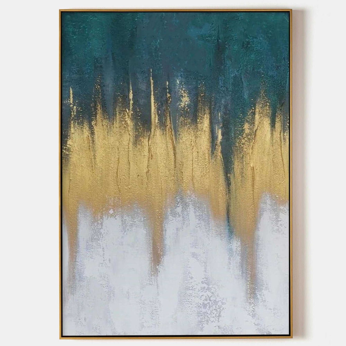 Teal & Gold Abstract Painting Vertical Luxury