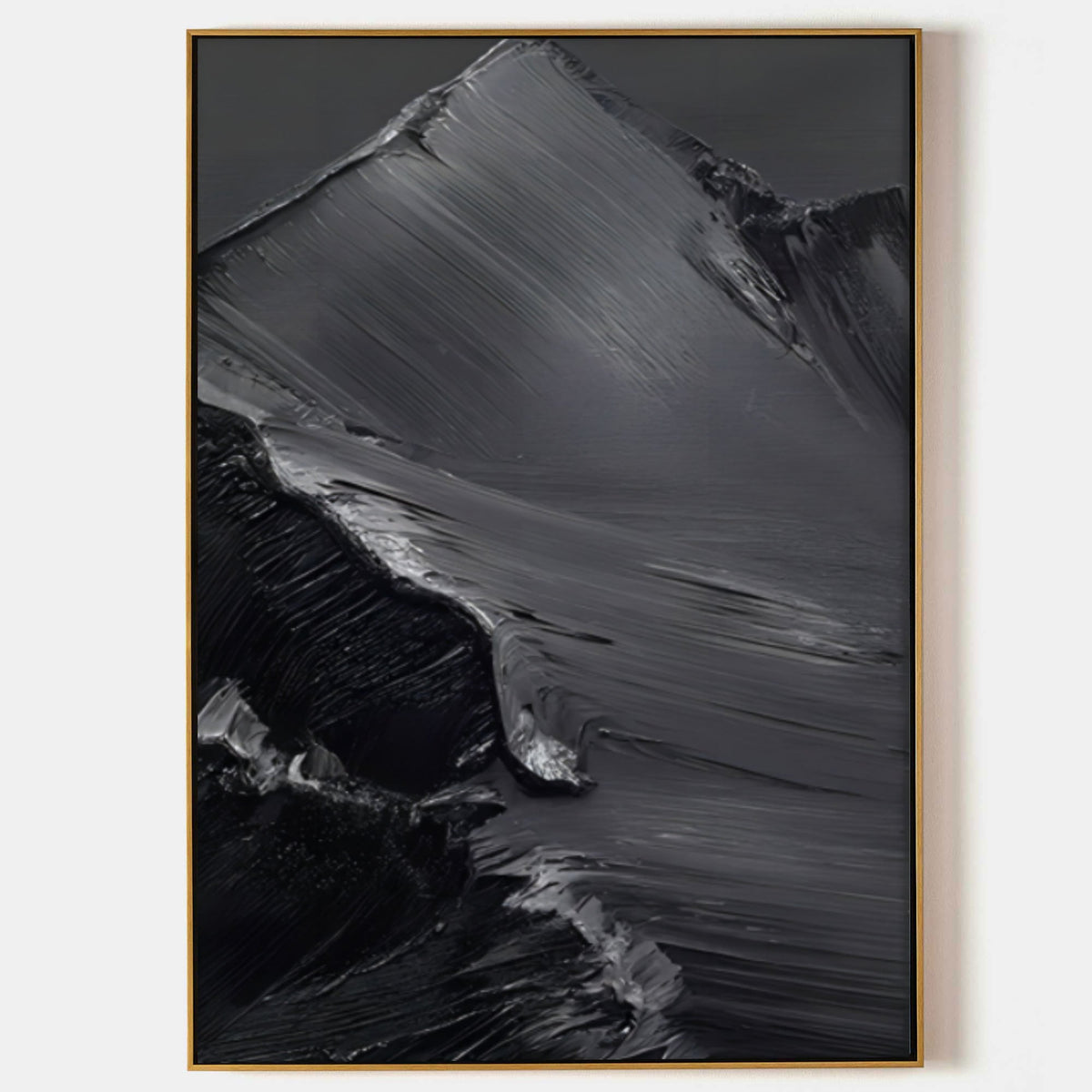 Monochrome Mountain Landscape Impasto Painting