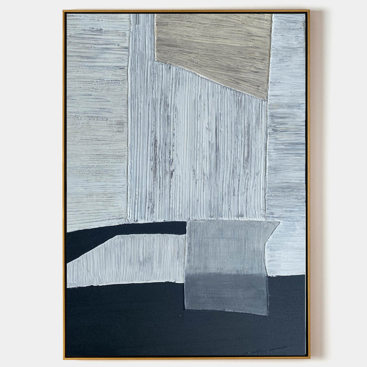 Layered Geometric Abstract Hand‑Painted Brush‑Stroke Textured Artwork