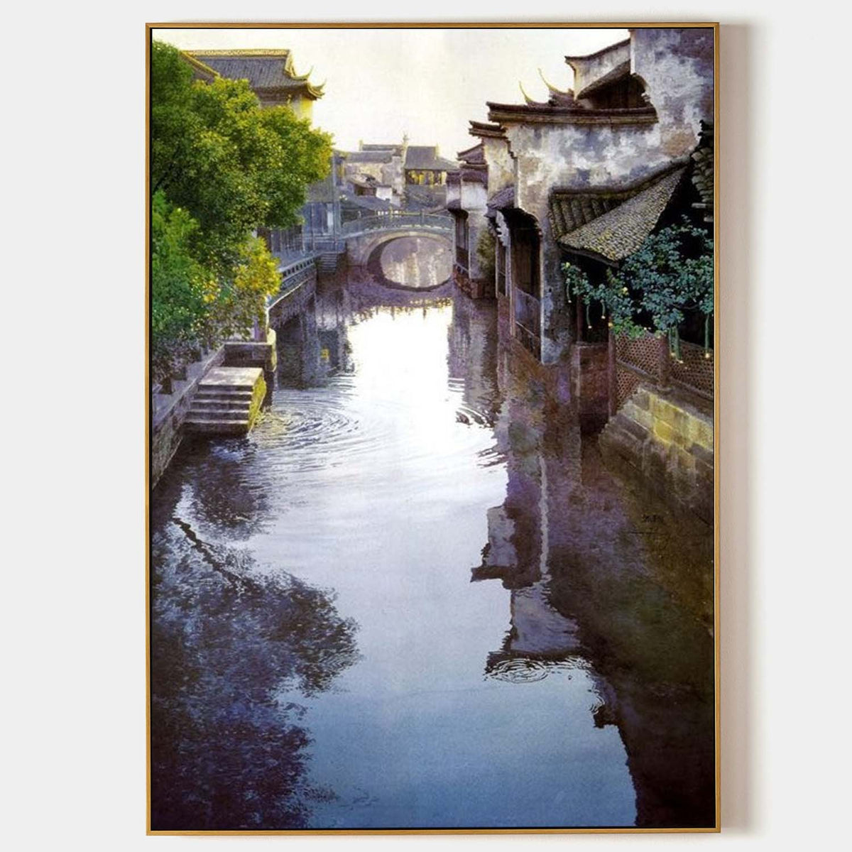 Hyperrealism Water Town of Jiangnan Oil Painting