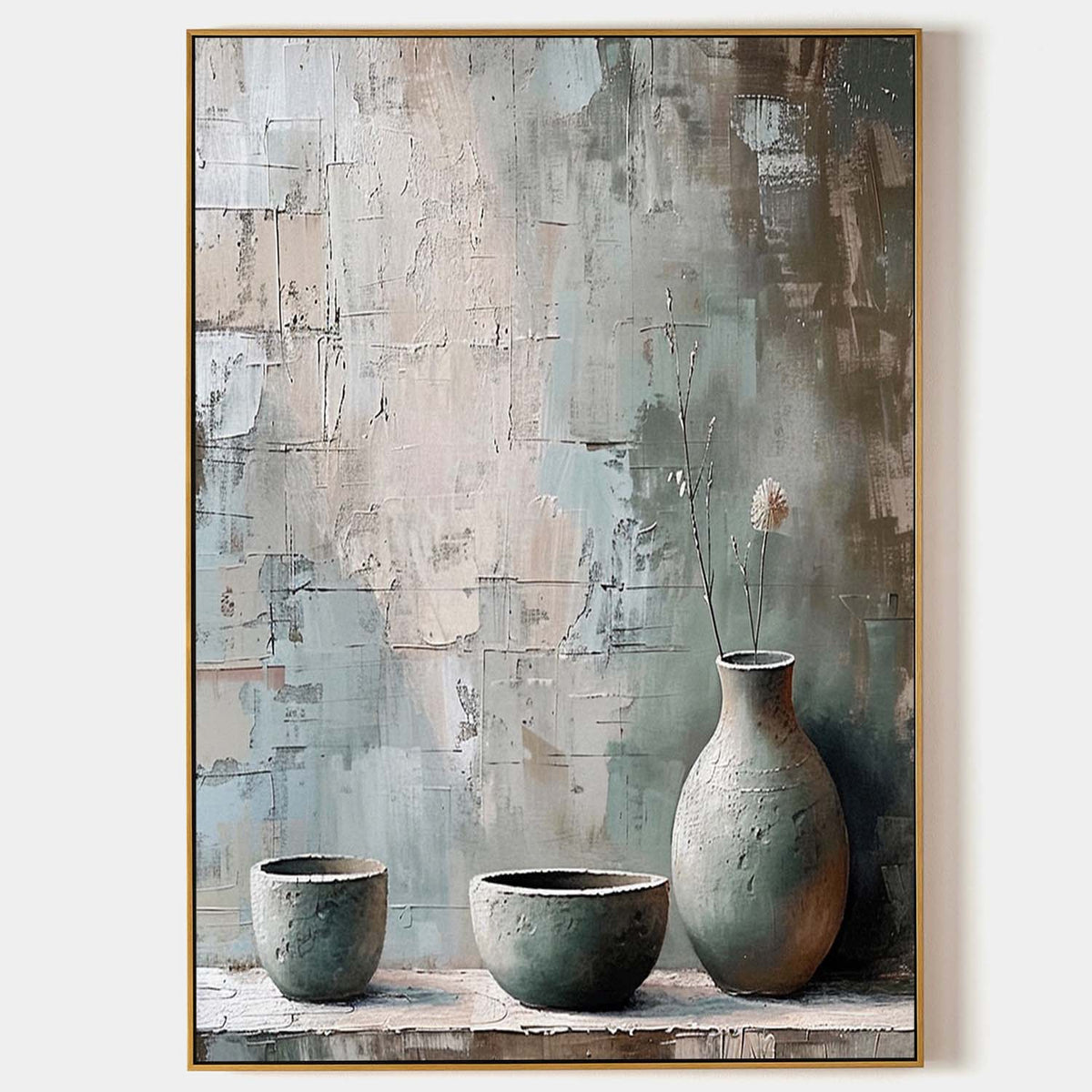 Rustic Textured Ceramic Still Life Painting
